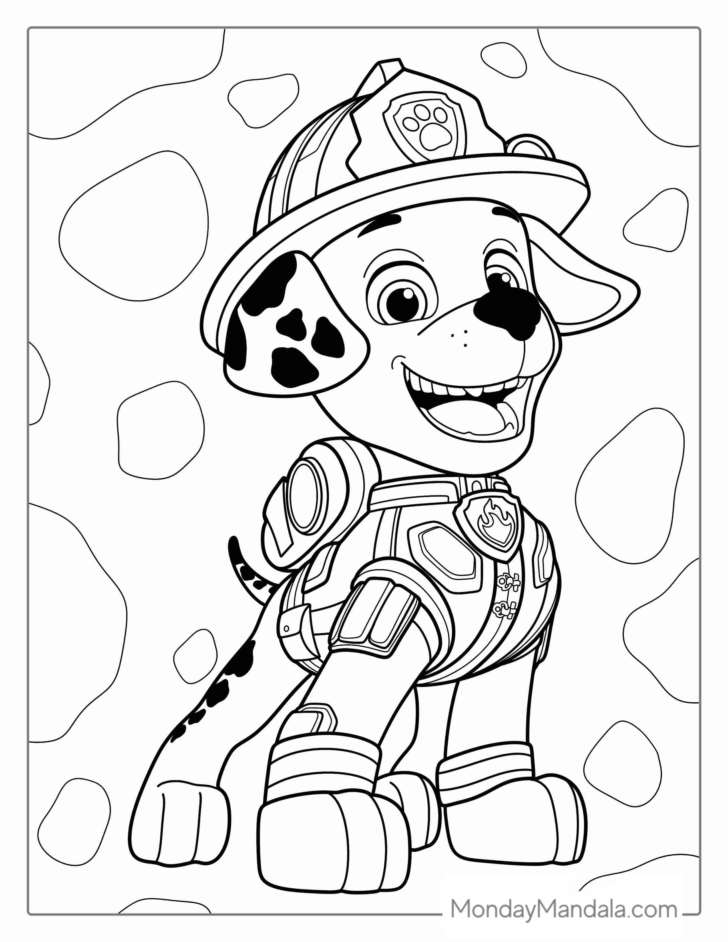 Dalmatian Marshall With Helmet To Color coloring page