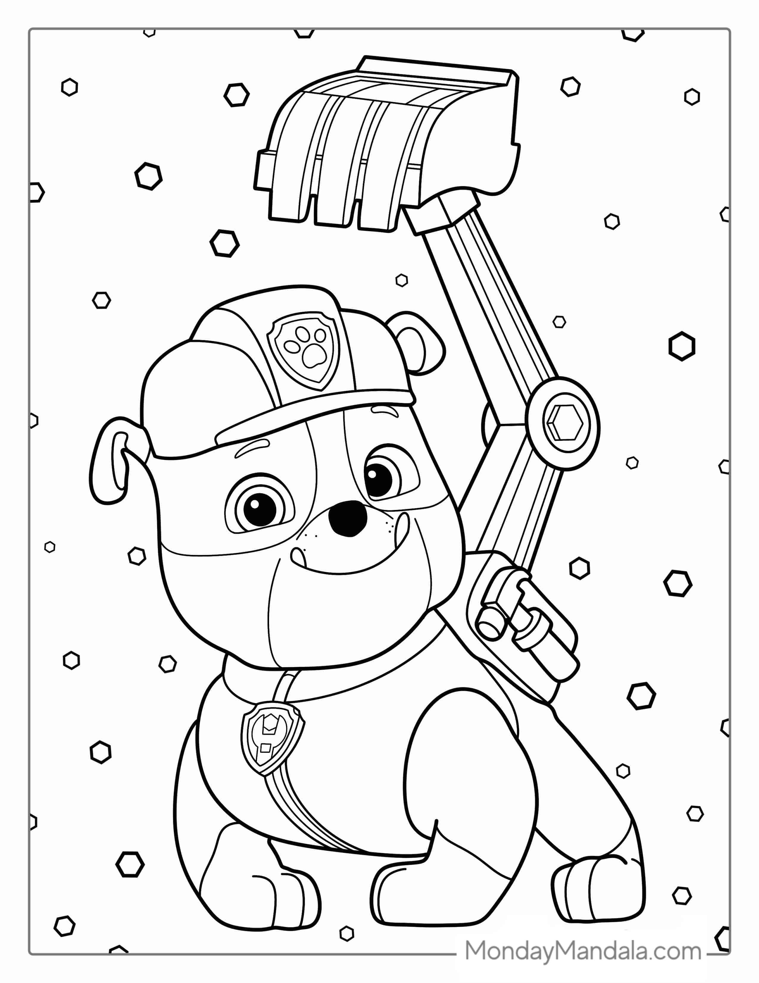 Easy Coloring Page Of Rubble From Paw Patrol coloring page