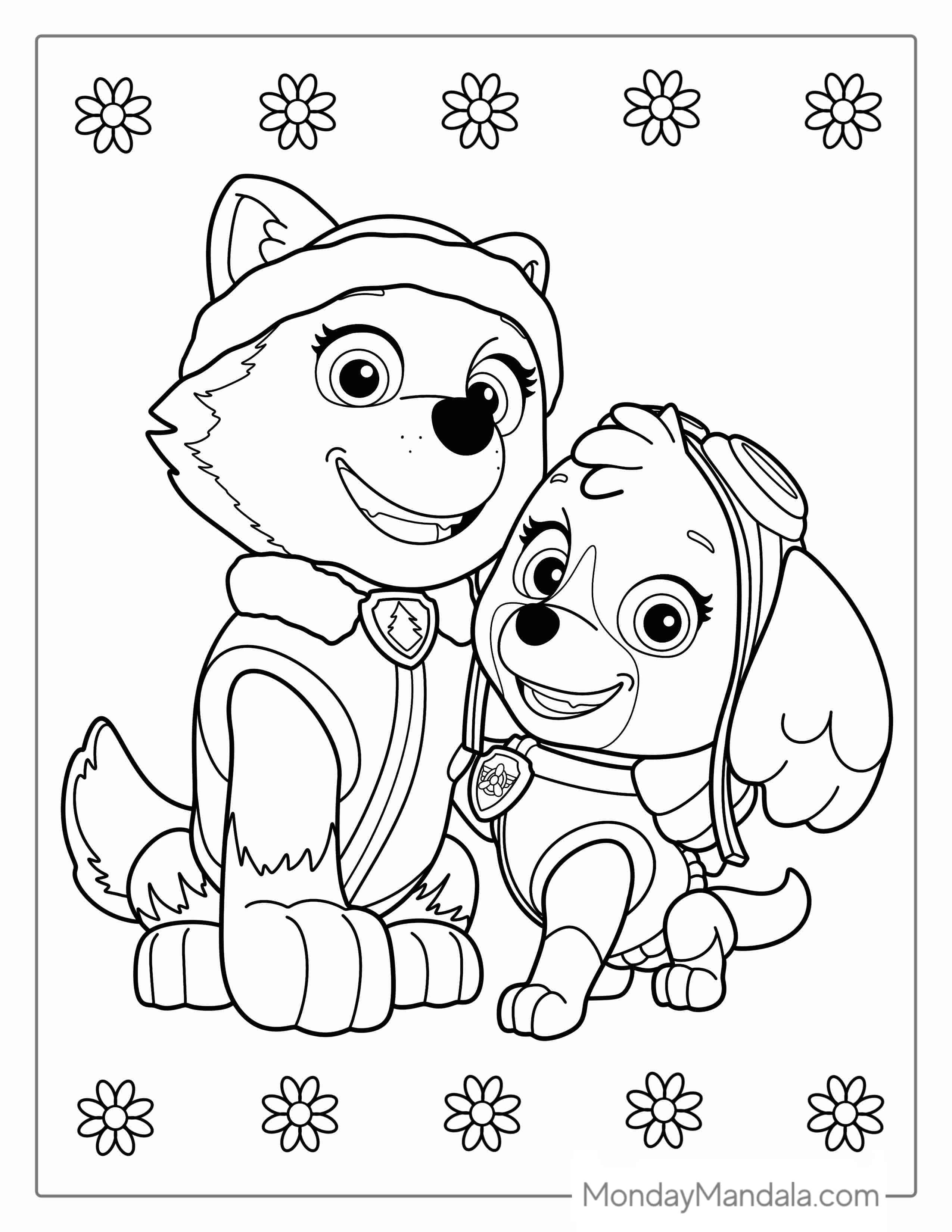 Everest And Skye Coloring Page coloring page