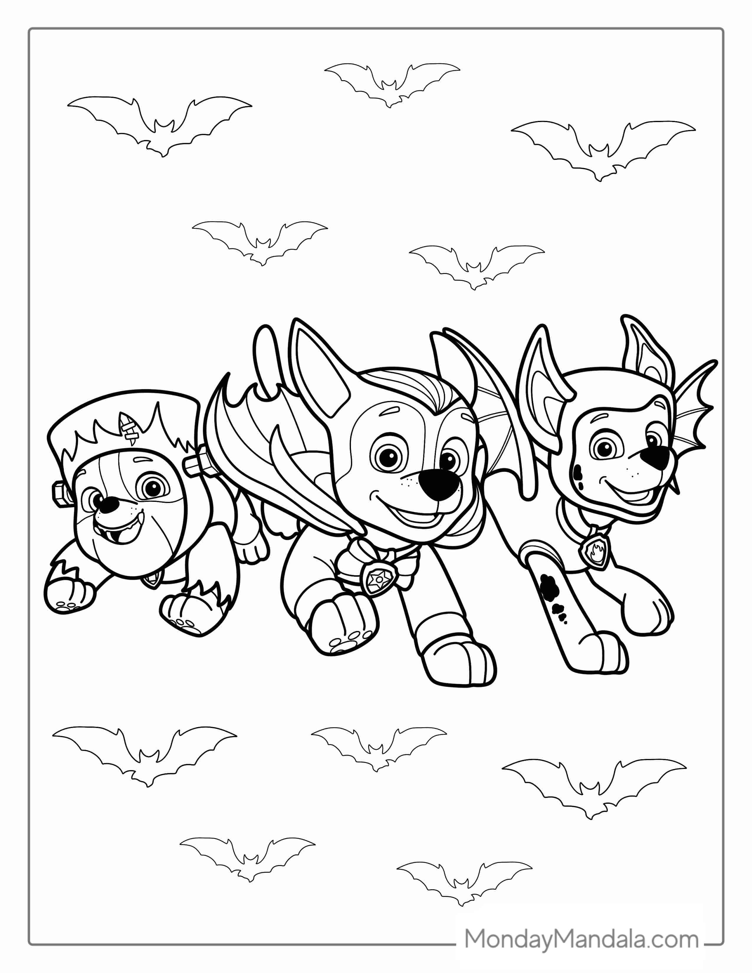Halloween Themed Paw Patrol Coloring Picture coloring page