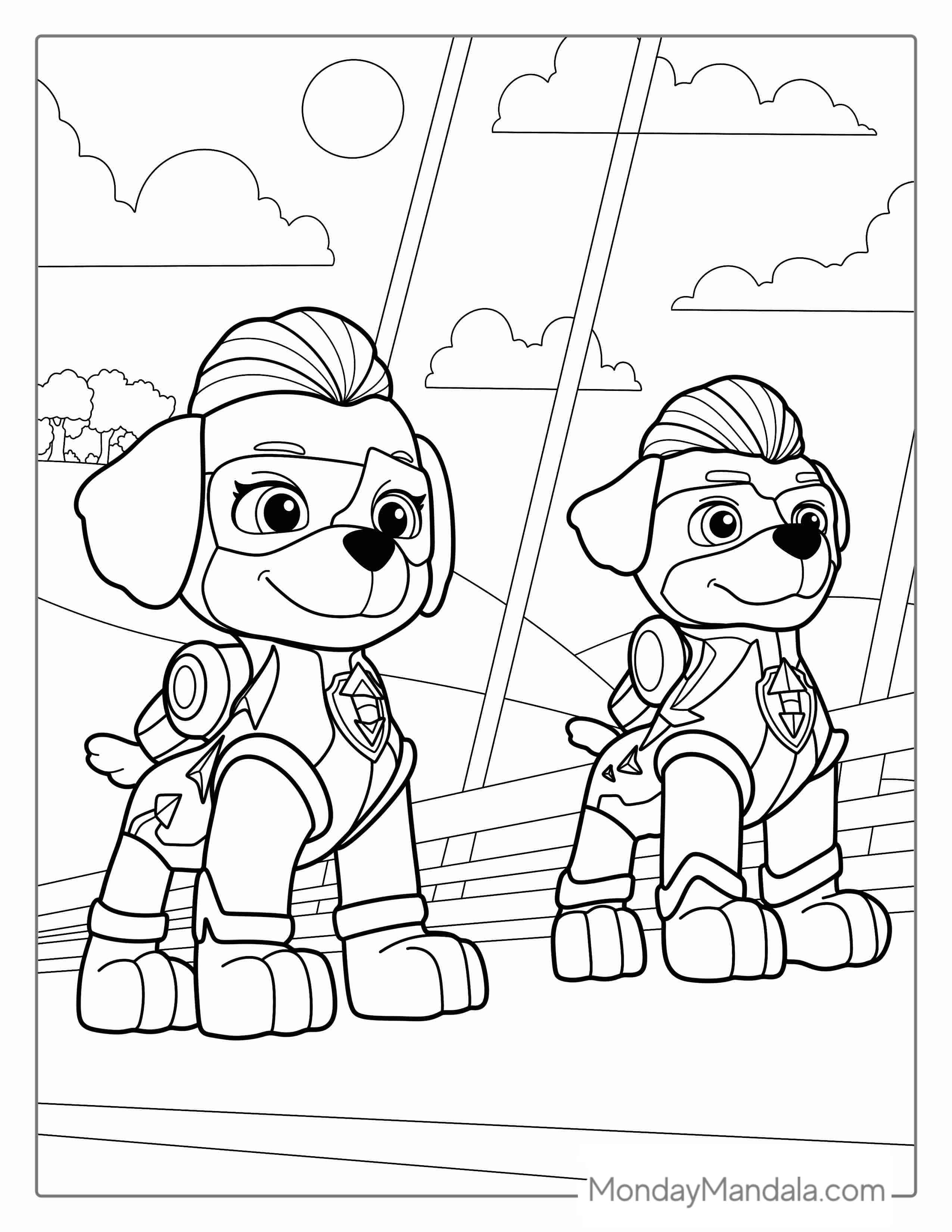 Mighty Pups Super Paws Coloring Sheet coloring page