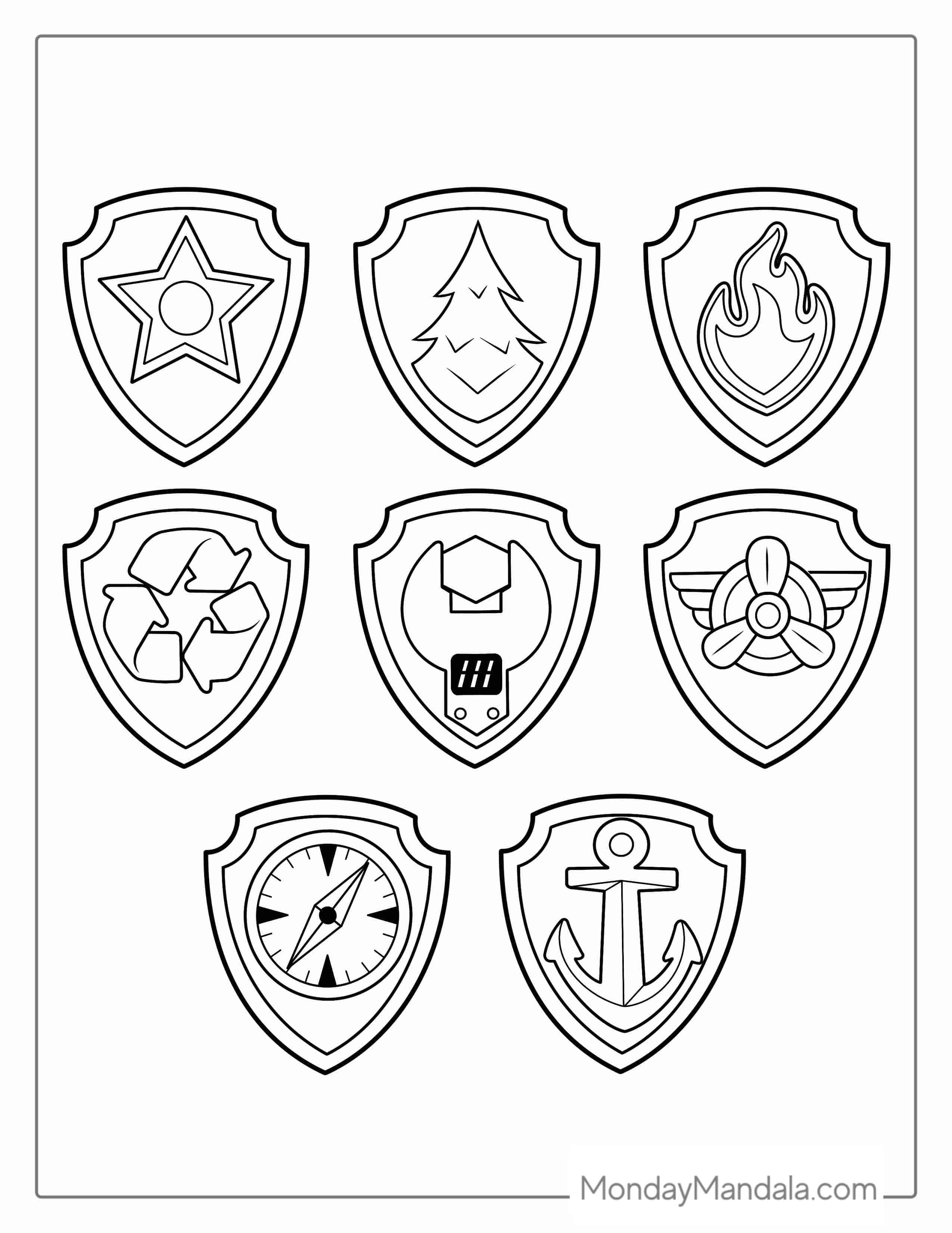 Paw Patrol Badges Coloring Page For Kids coloring page