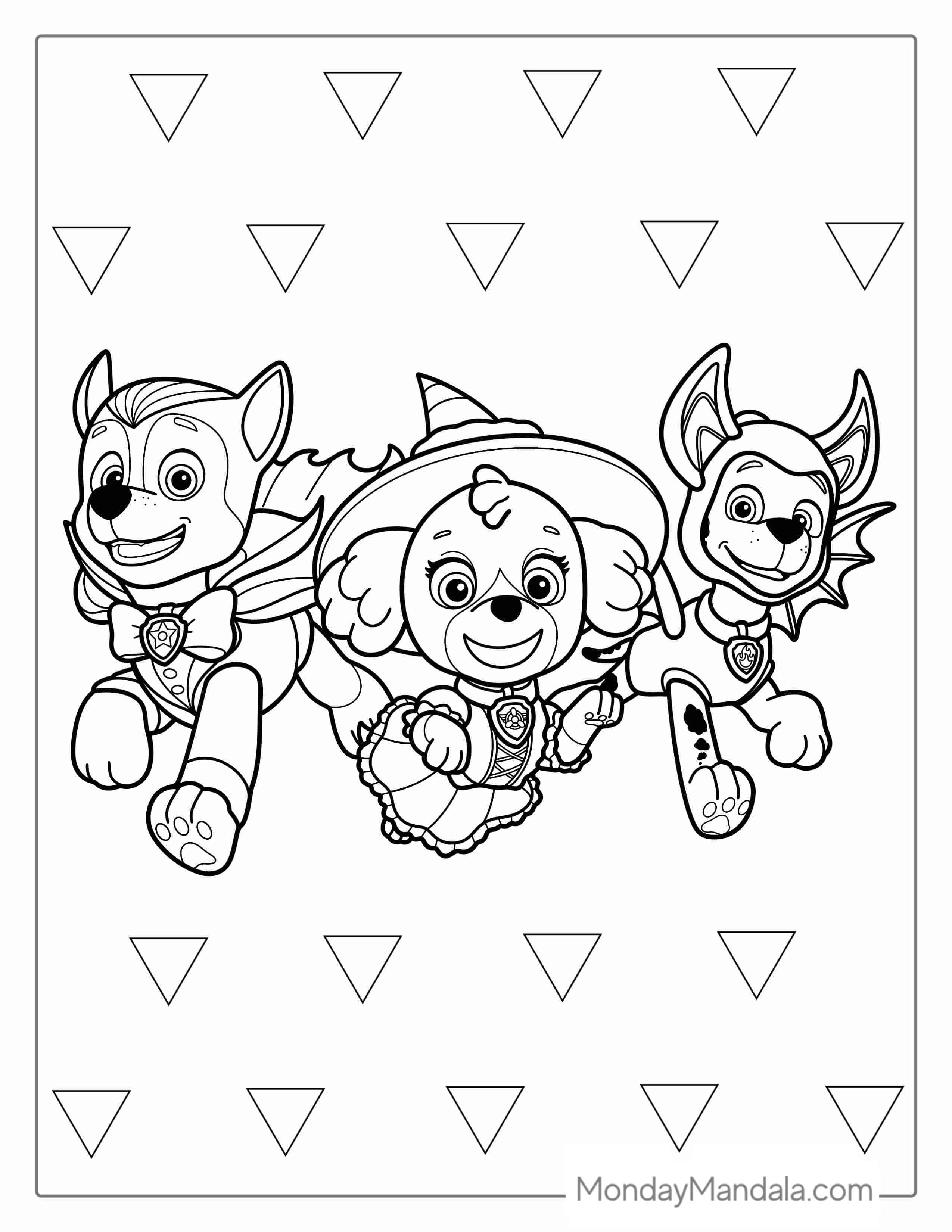 Paw Patrol Halloween Theme Coloring Page coloring page