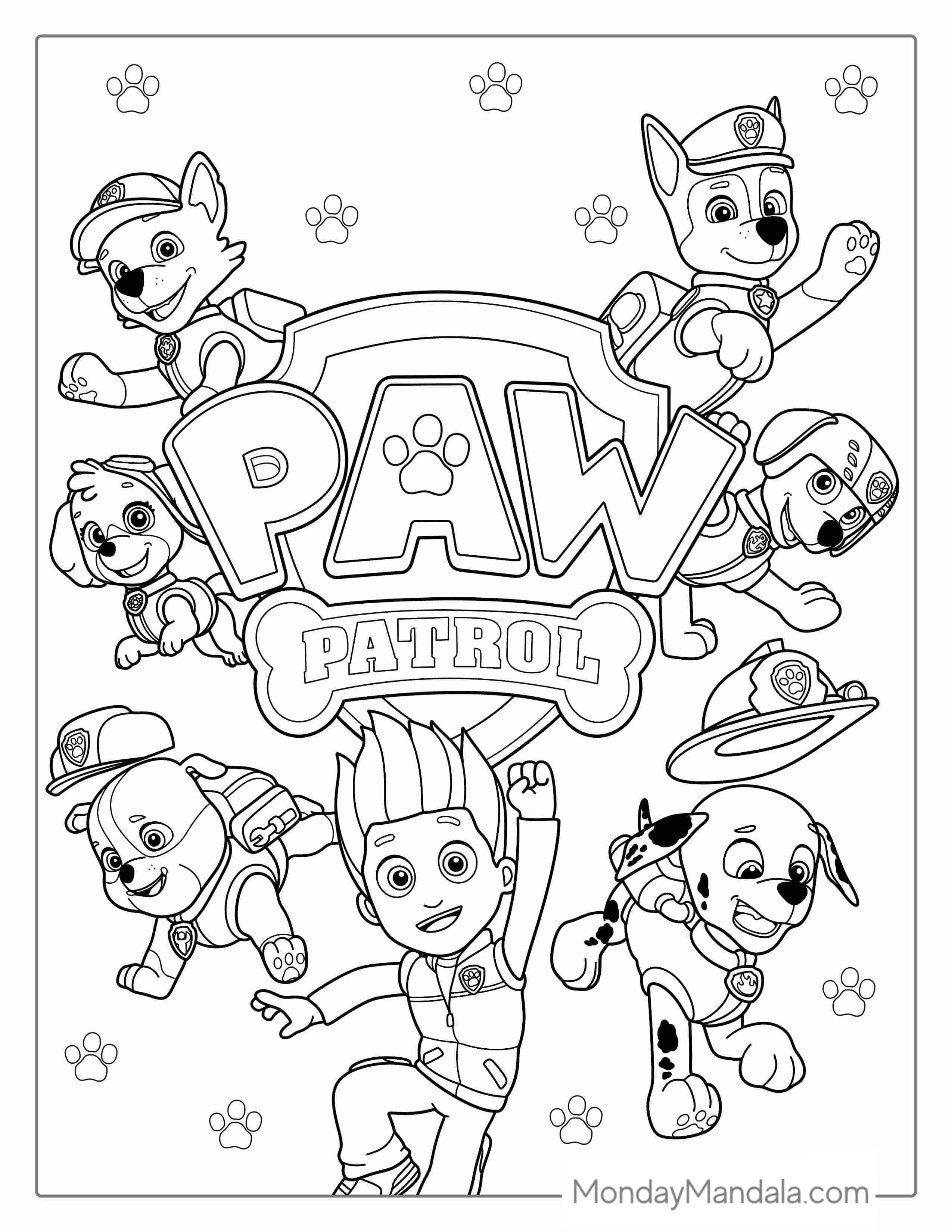 Paw Patrol Log With Friends Coloring Sheet coloring page