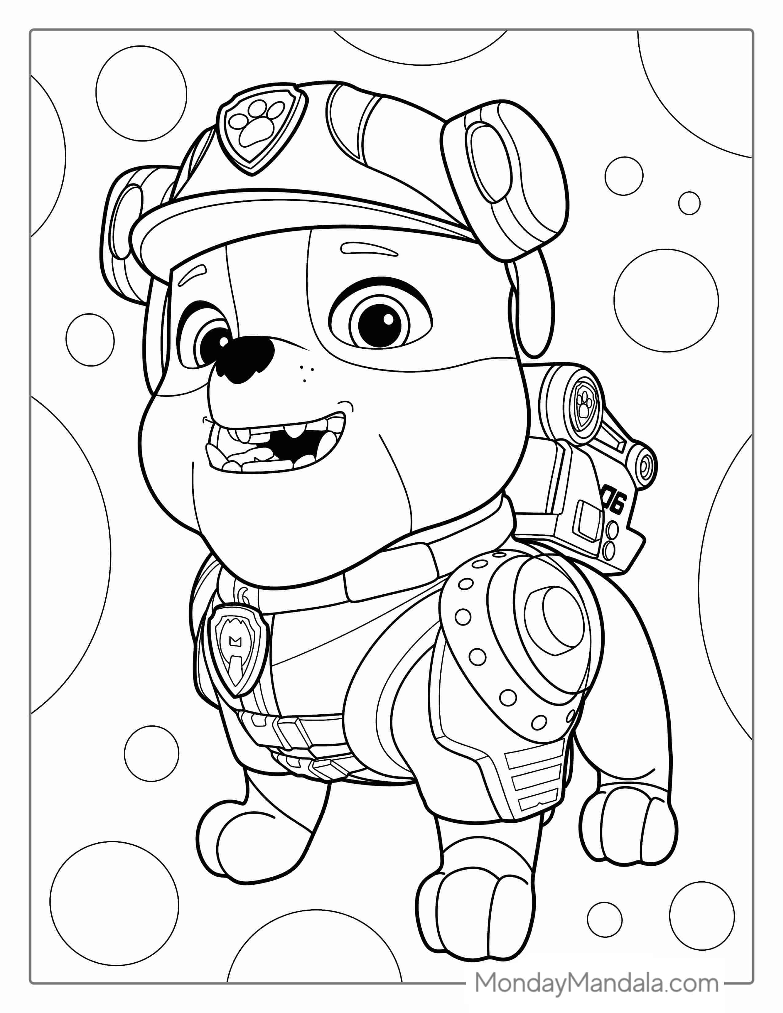 Paw Patrol Rubble Dog Coloring Sheet coloring page