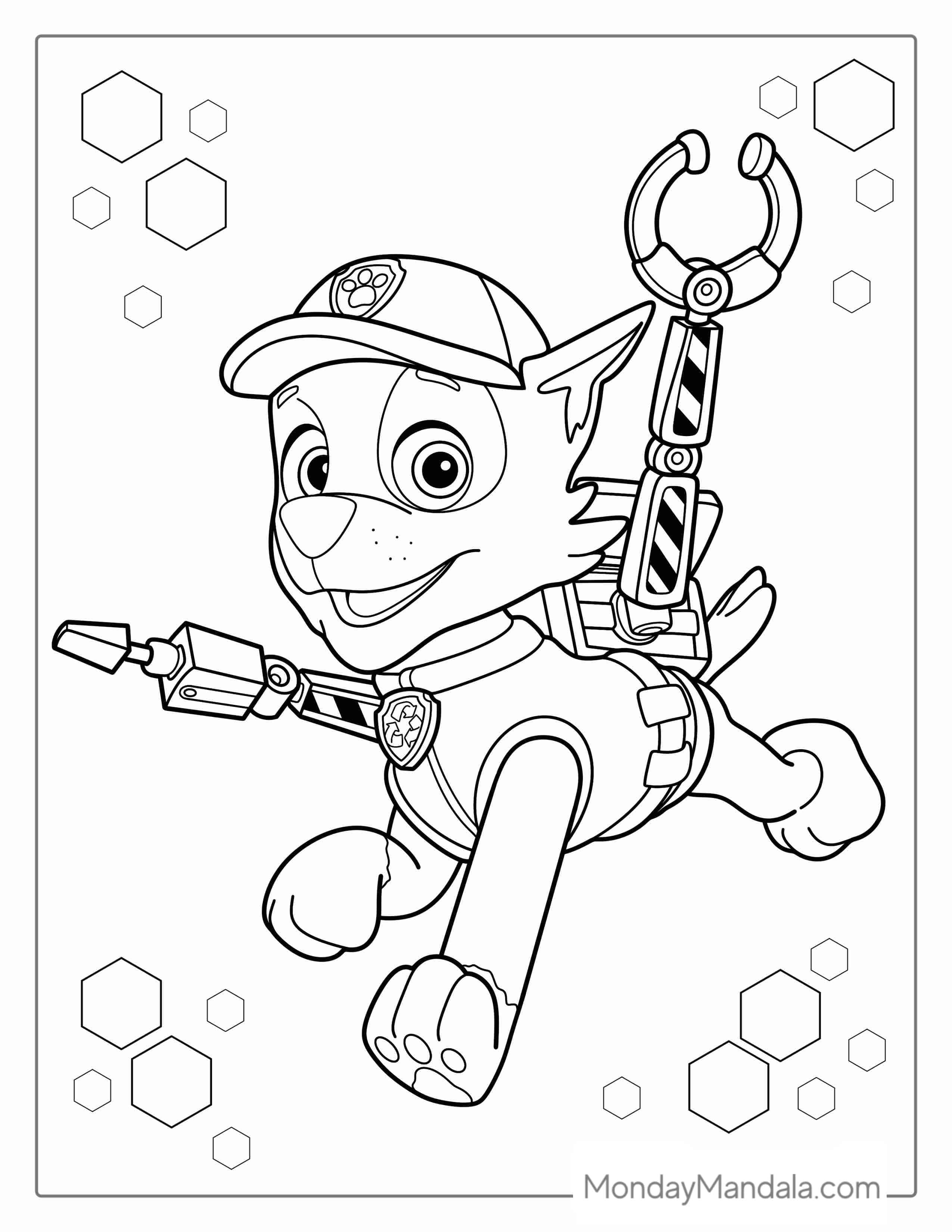 Recycling Rocky Character From Paw Patrol coloring page