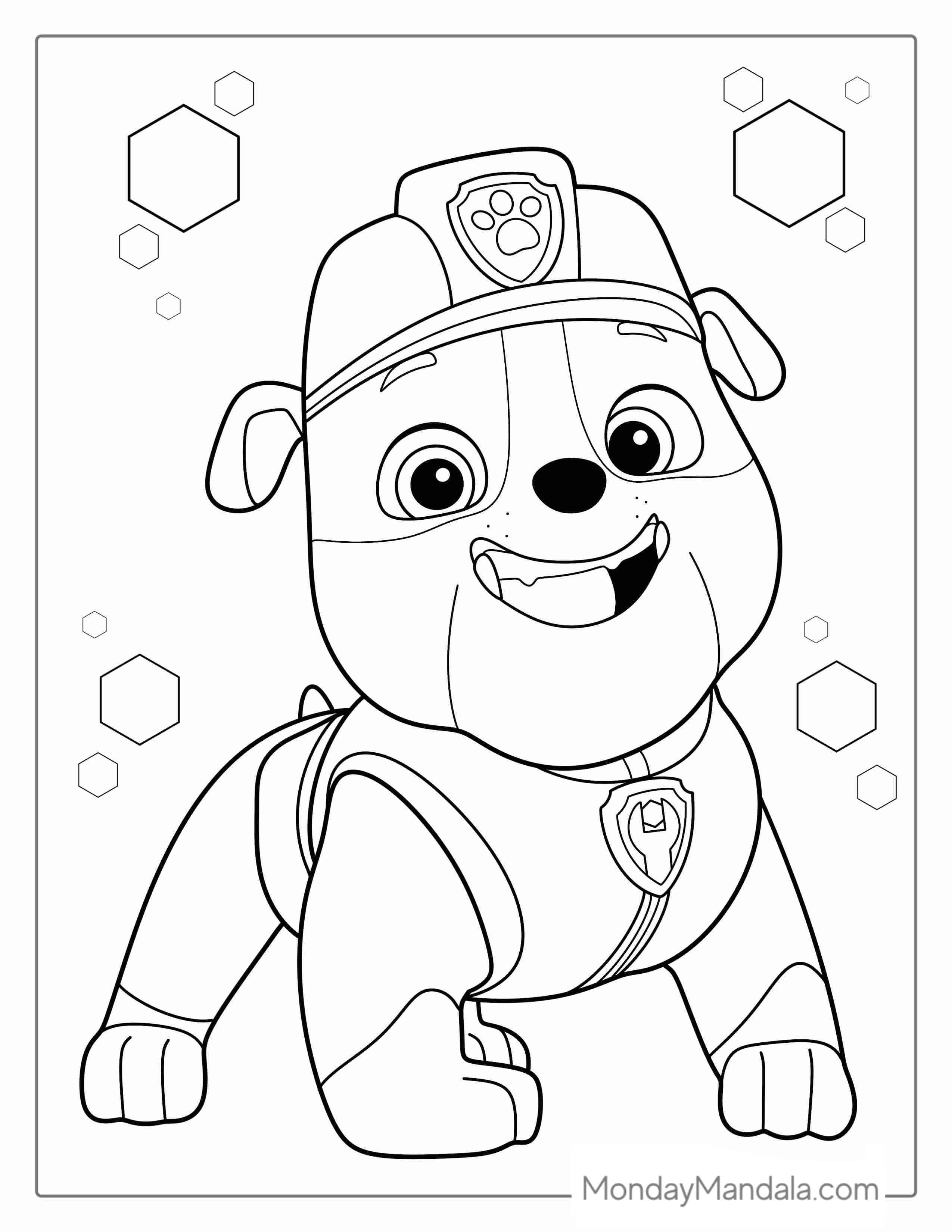 Rubble Dog Character Coloring Picture coloring page