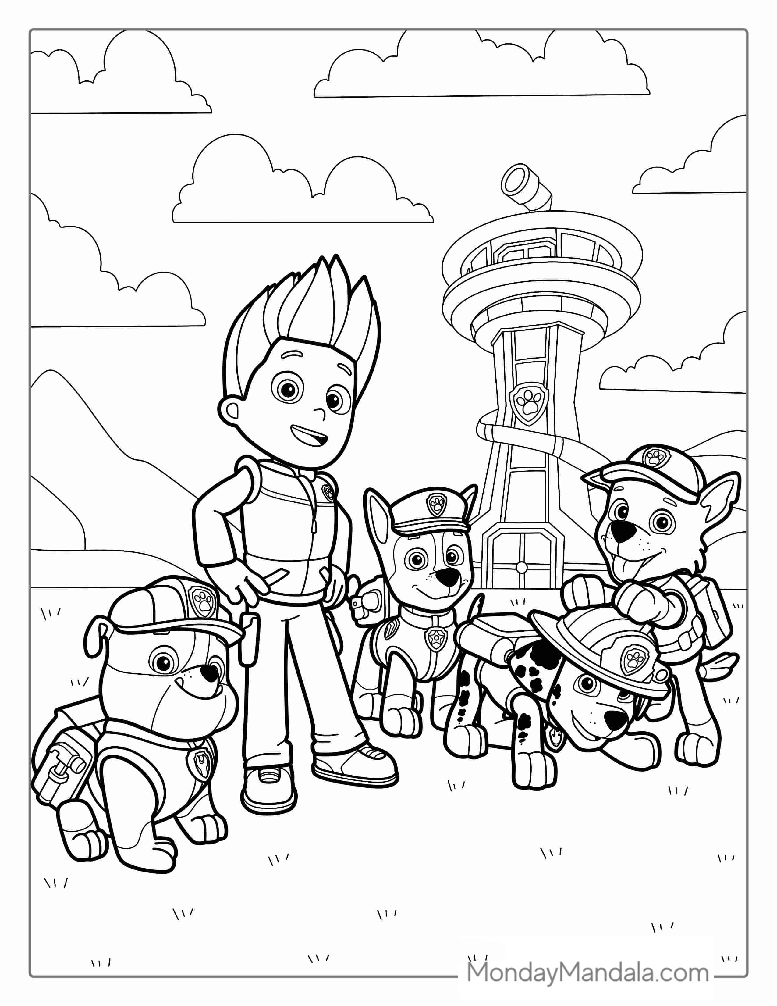 Ryder And Pooch Friends At The Airport coloring page