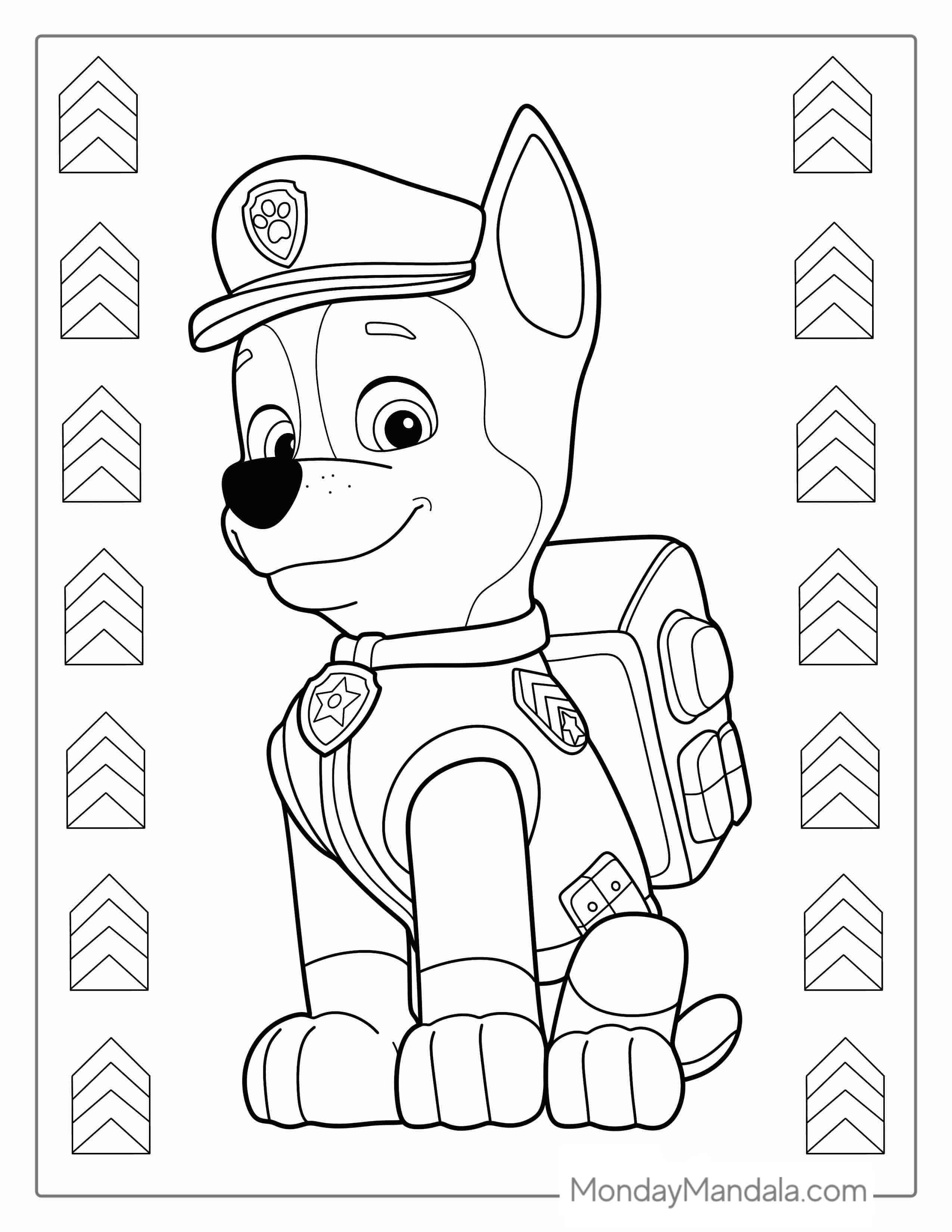 Simple Coloring Page Of Police Dog Chase coloring page