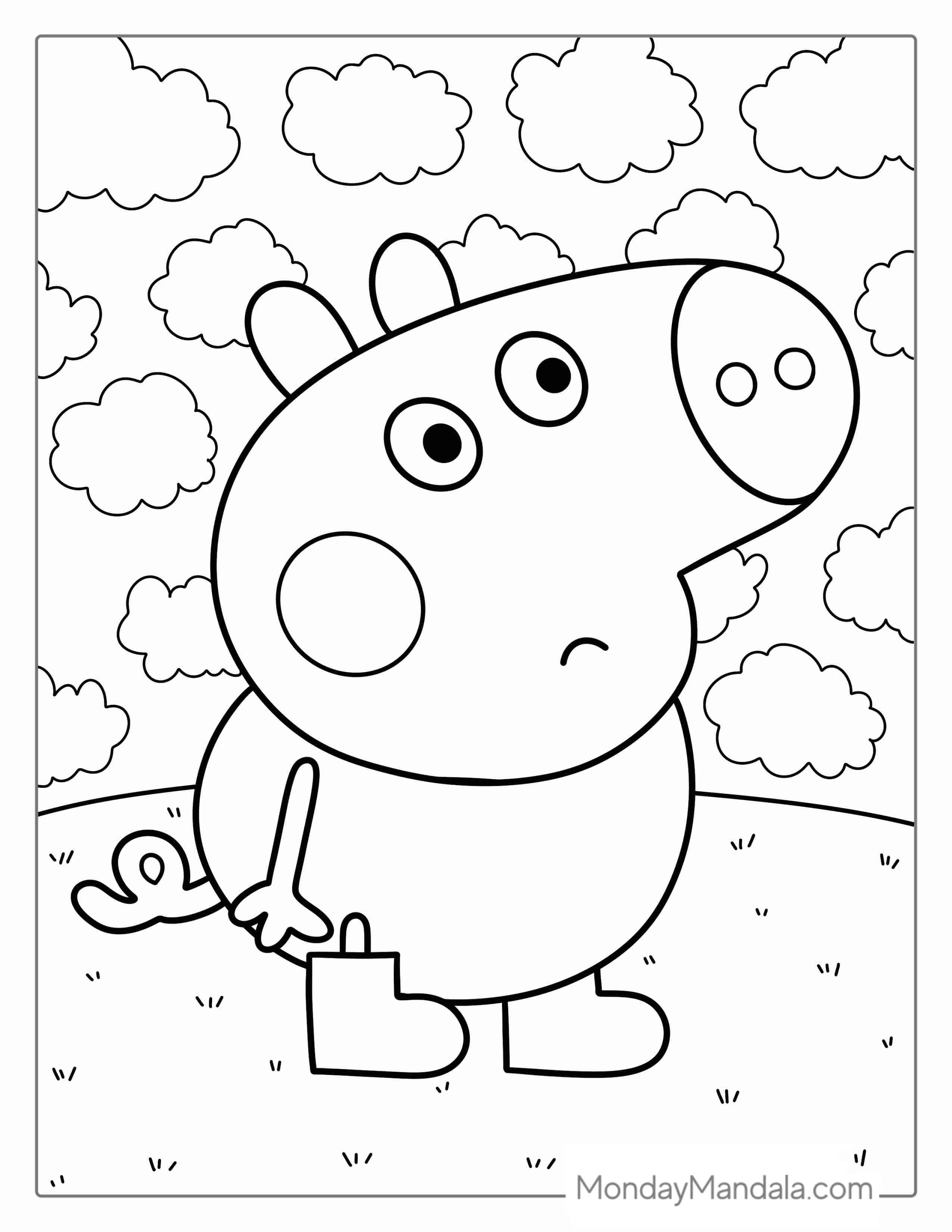 Concerned George Pig Coloring Page coloring page — printable line art