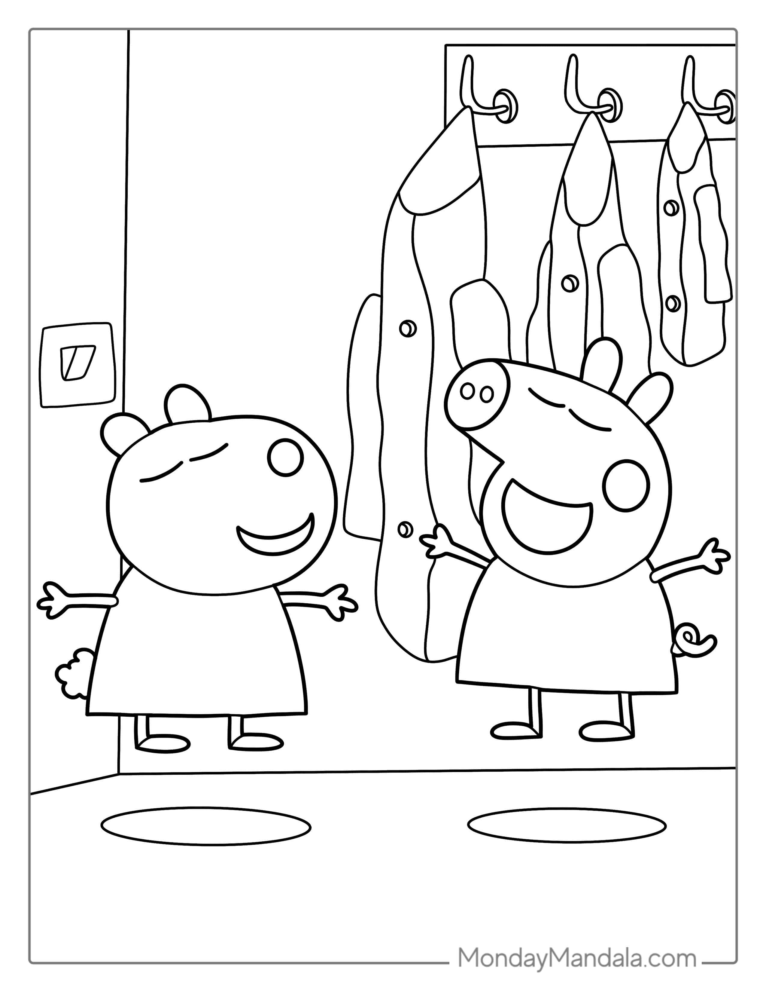 Peppa Pig And George Coloring Sheet coloring page — printable line art