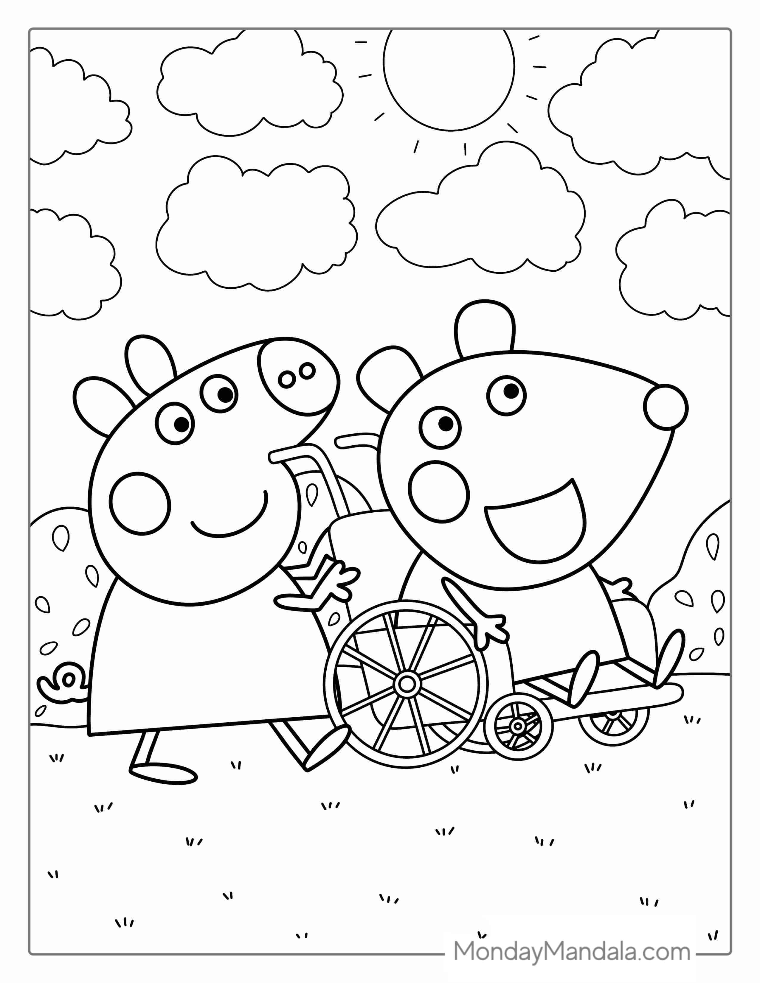 Peppa Pig And Many Mouse Coloring Page coloring page