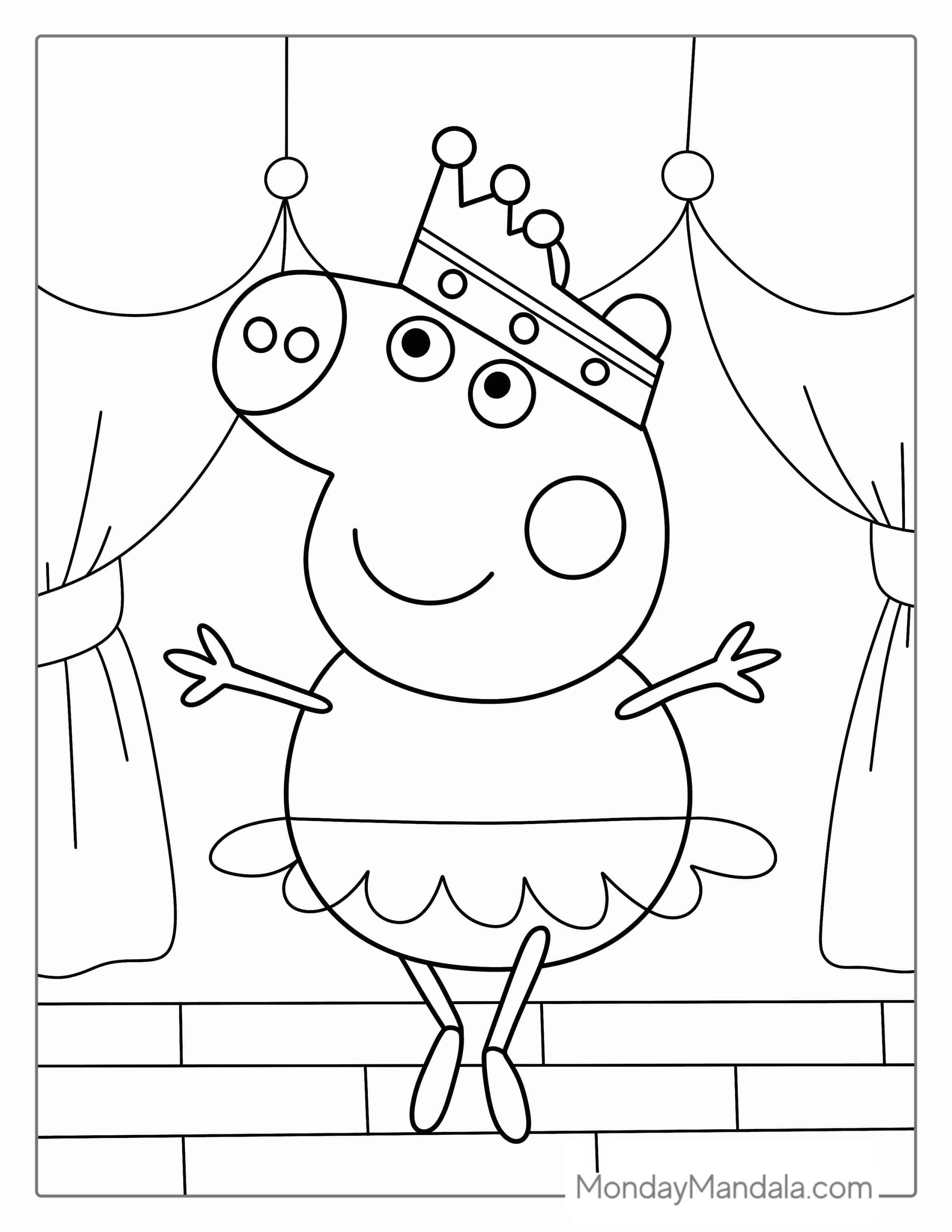 Peppa Pig Ballerina Coloring Page For Kids coloring page — printable line art