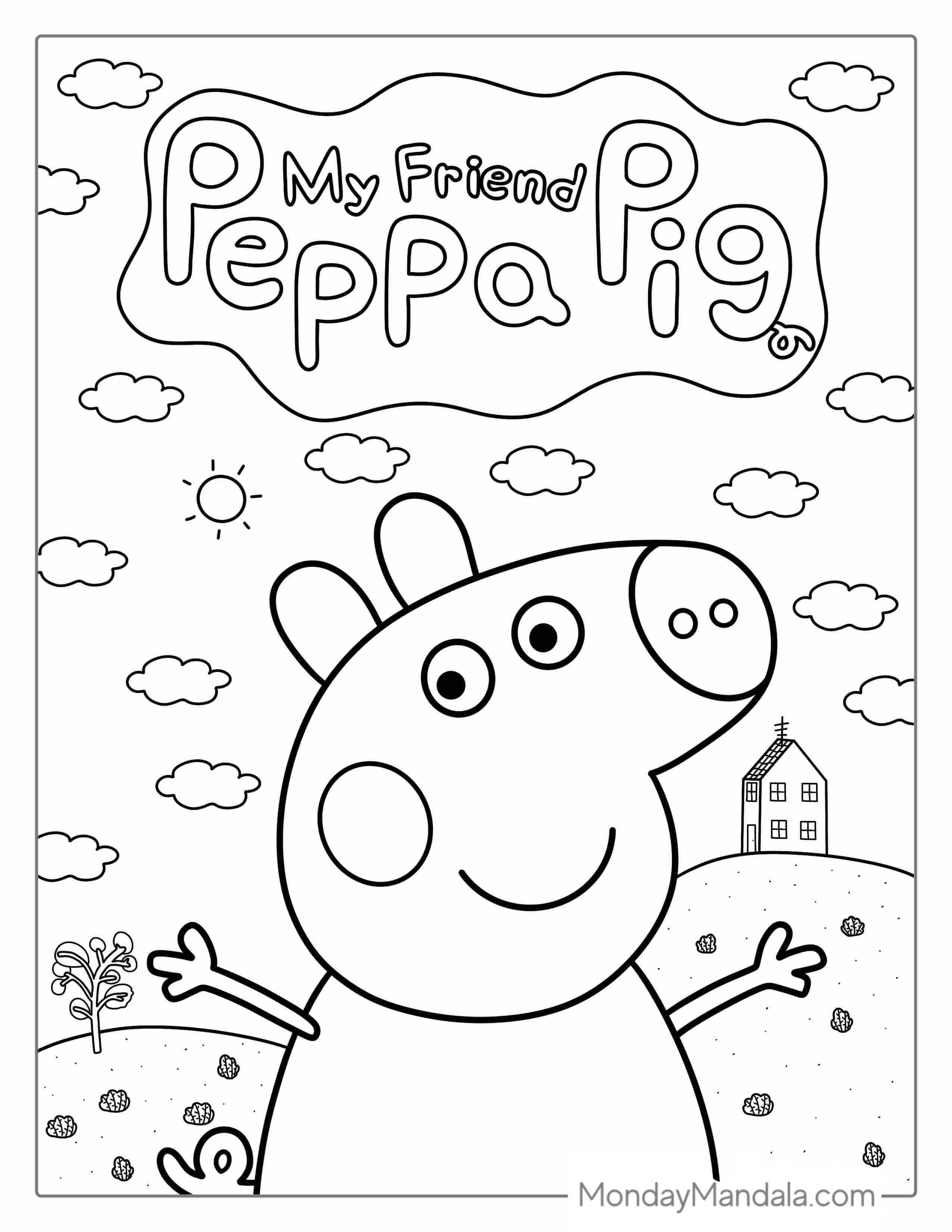 Peppa Pig Logo Coloring Page For Toddlers coloring page — printable line art