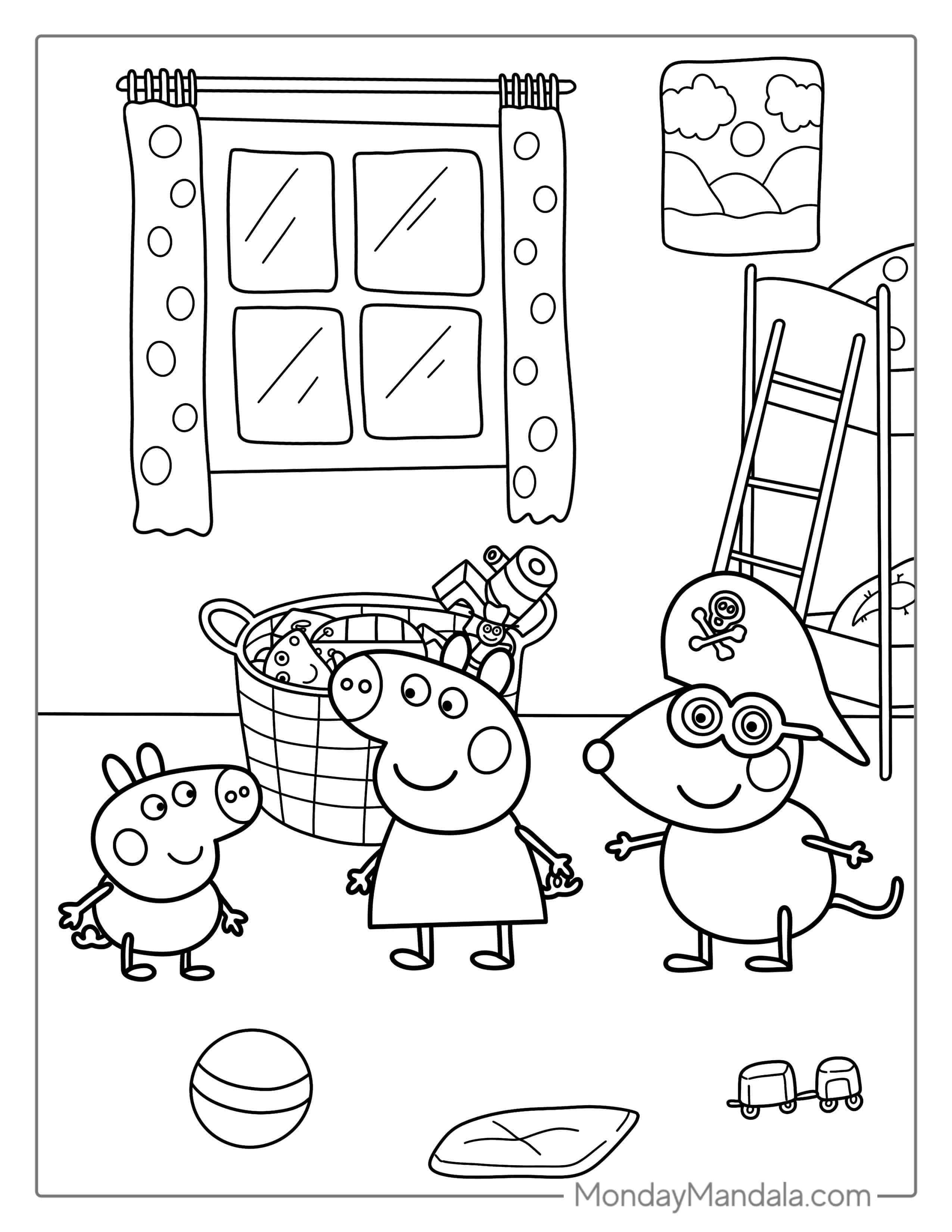 Peppa Pig Playing Games With Friends coloring page