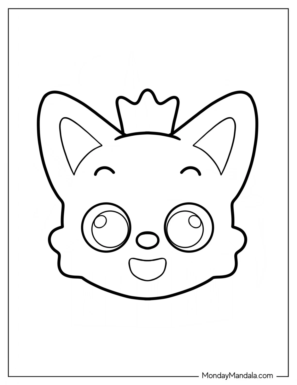 Easy Pinkfong Coloring Page Face Outline For Preschoolers coloring page
