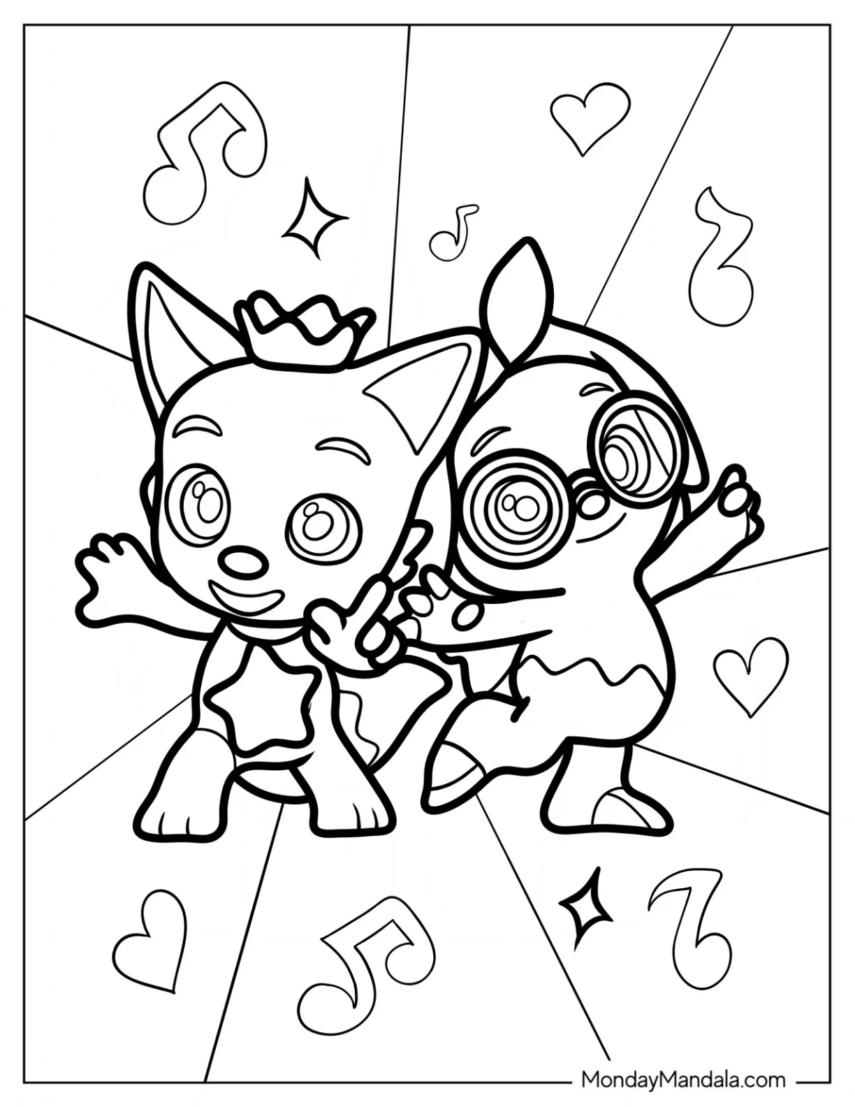 Hogi And Pinkfong Coloring Page Dancing coloring page