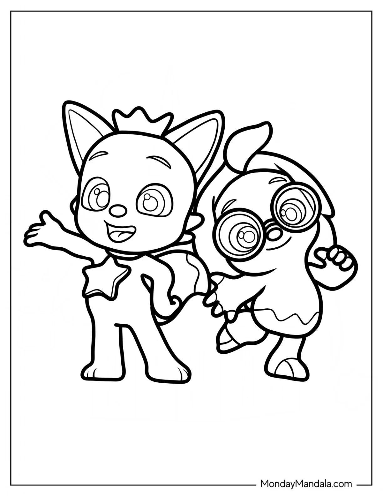 Hogi And Pinkfong Coloring Page For Kids coloring page — printable line art
