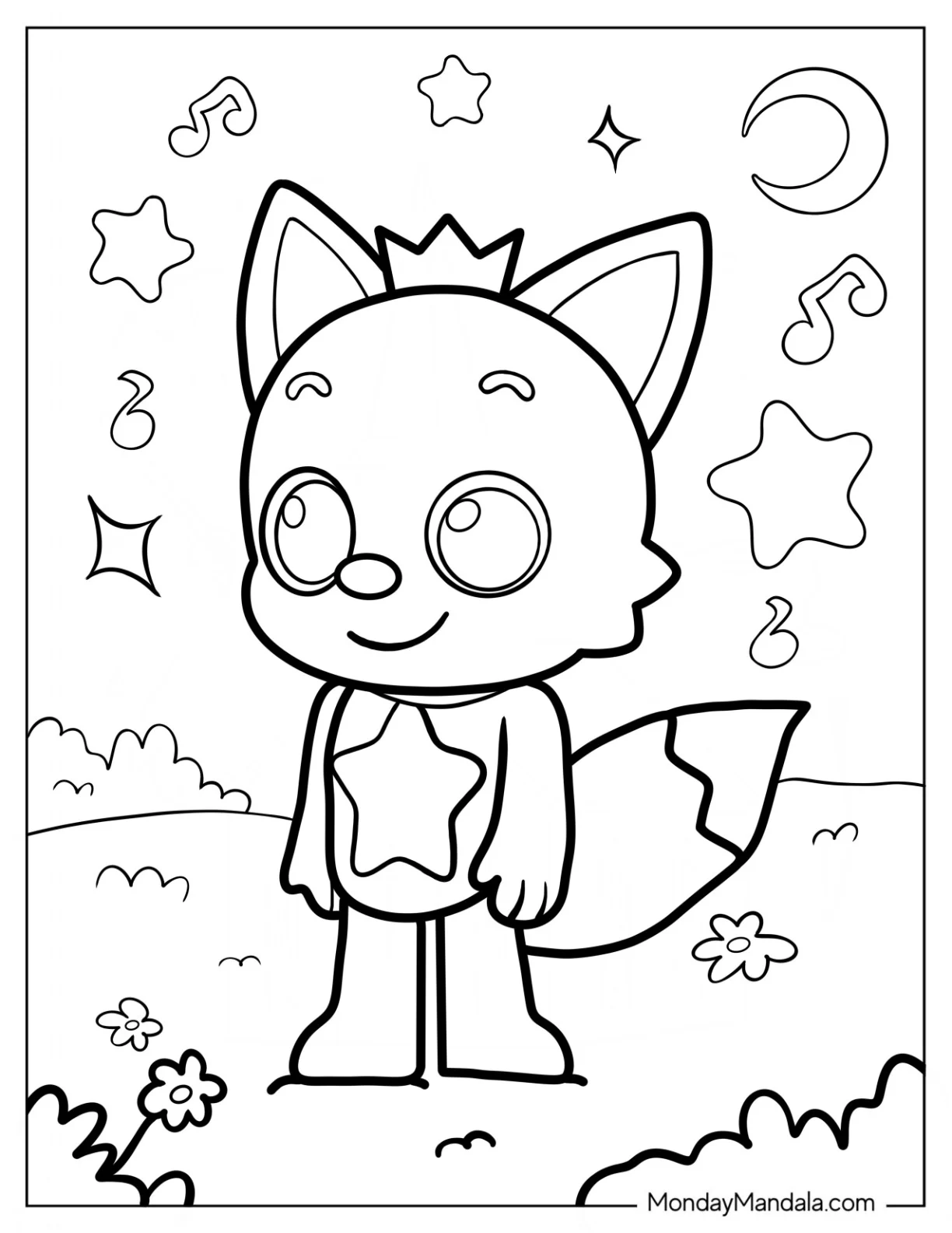 Pinkfong Coloring Page Standing In A Flower Field coloring page