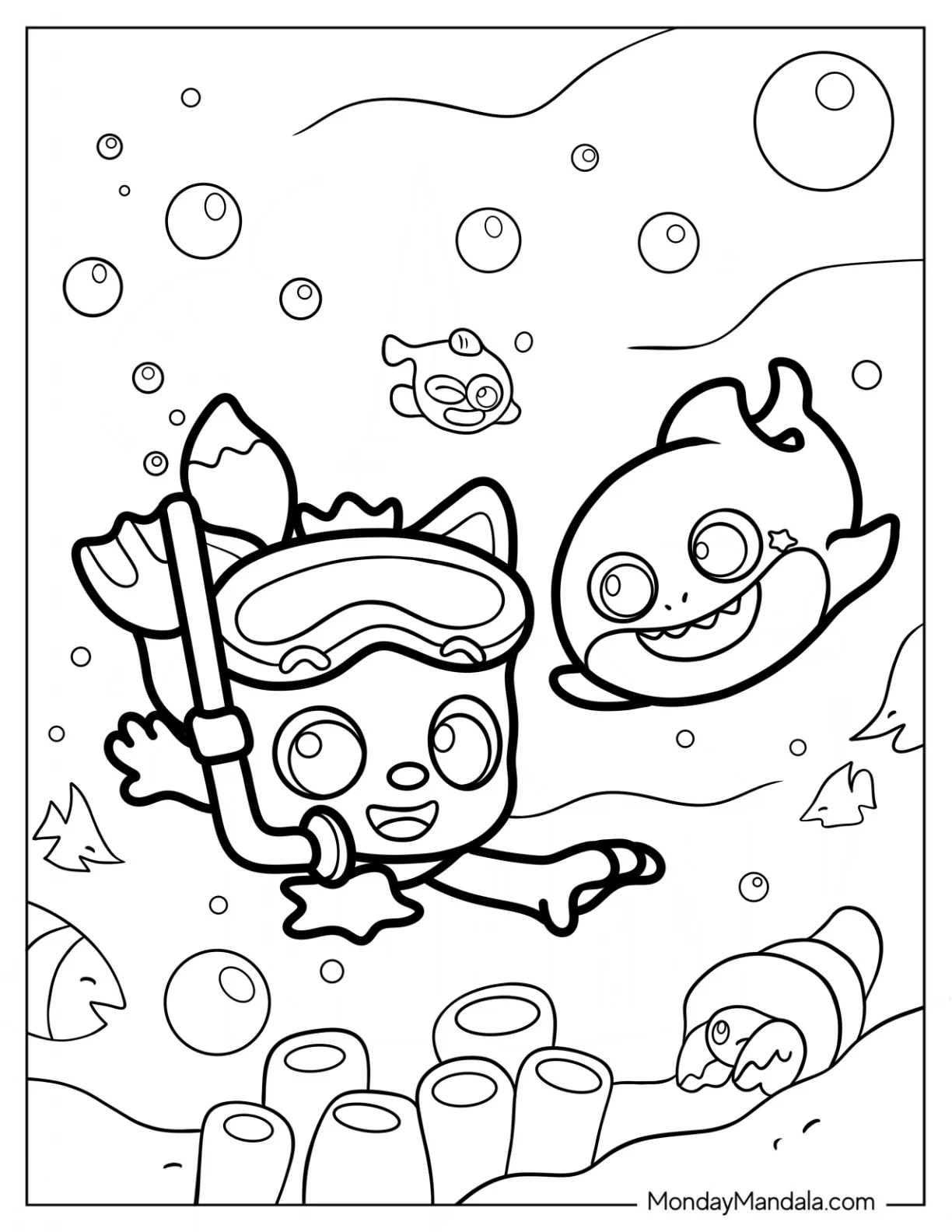 Pinkfong Coloring Page Swimming With Baby Shark coloring page