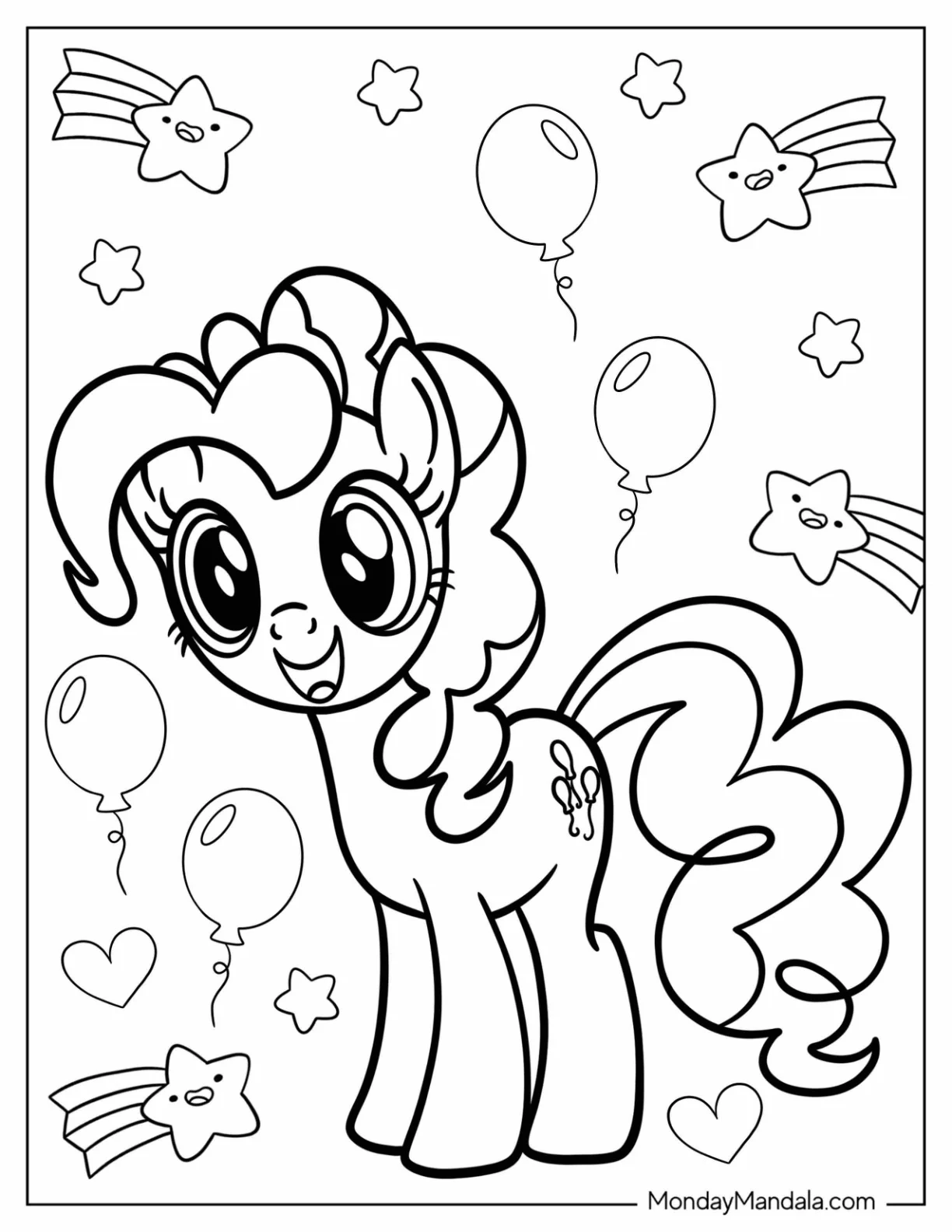 Baby Pinkie Pie Coloring Page With Balloon Background coloring page