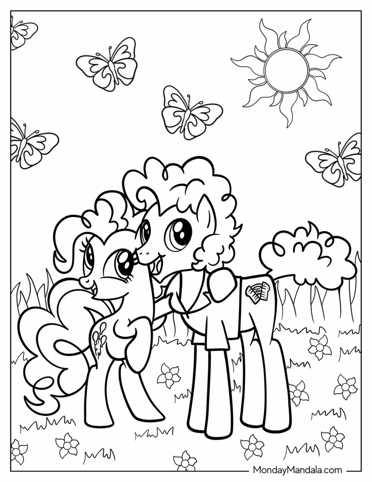 Cheese Sandwich With Pinkie Pie Coloring Page In Flower Field coloring page