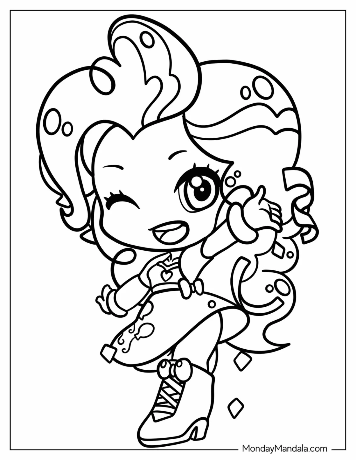 Chibi Kawaii Equestria Girls Pinkie Pie Coloring Page For Kids coloring page