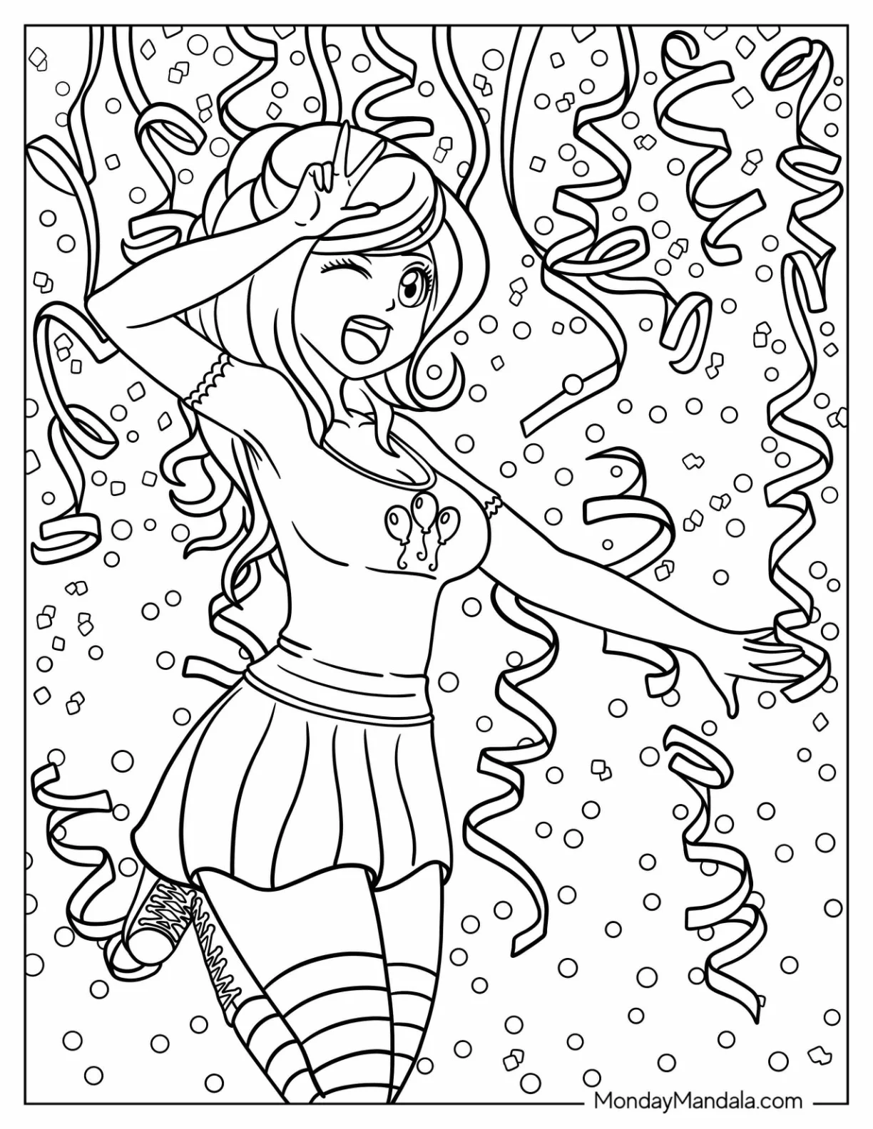 Equestria Girls Pinkie Pie Coloring Page In A Party coloring page — printable line art