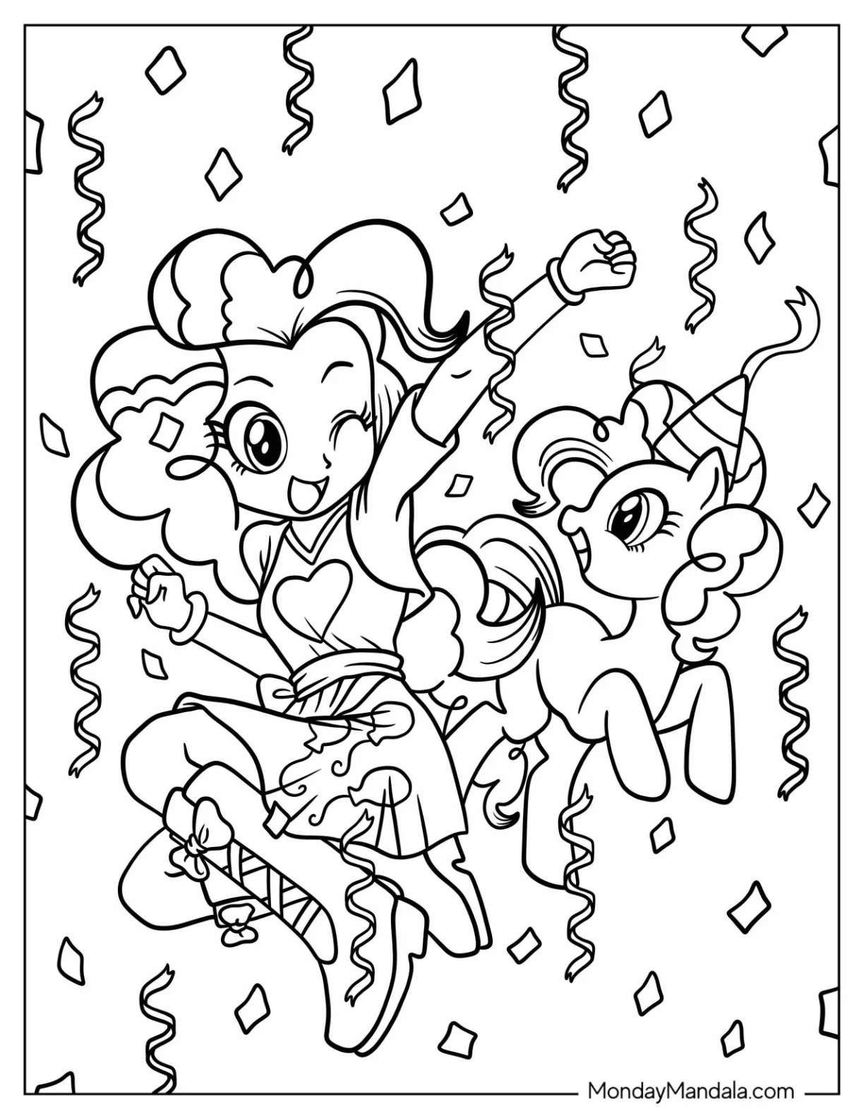 Equestria Girls Pinkie Pie Coloring Page With Pony Pinkie Pie coloring page
