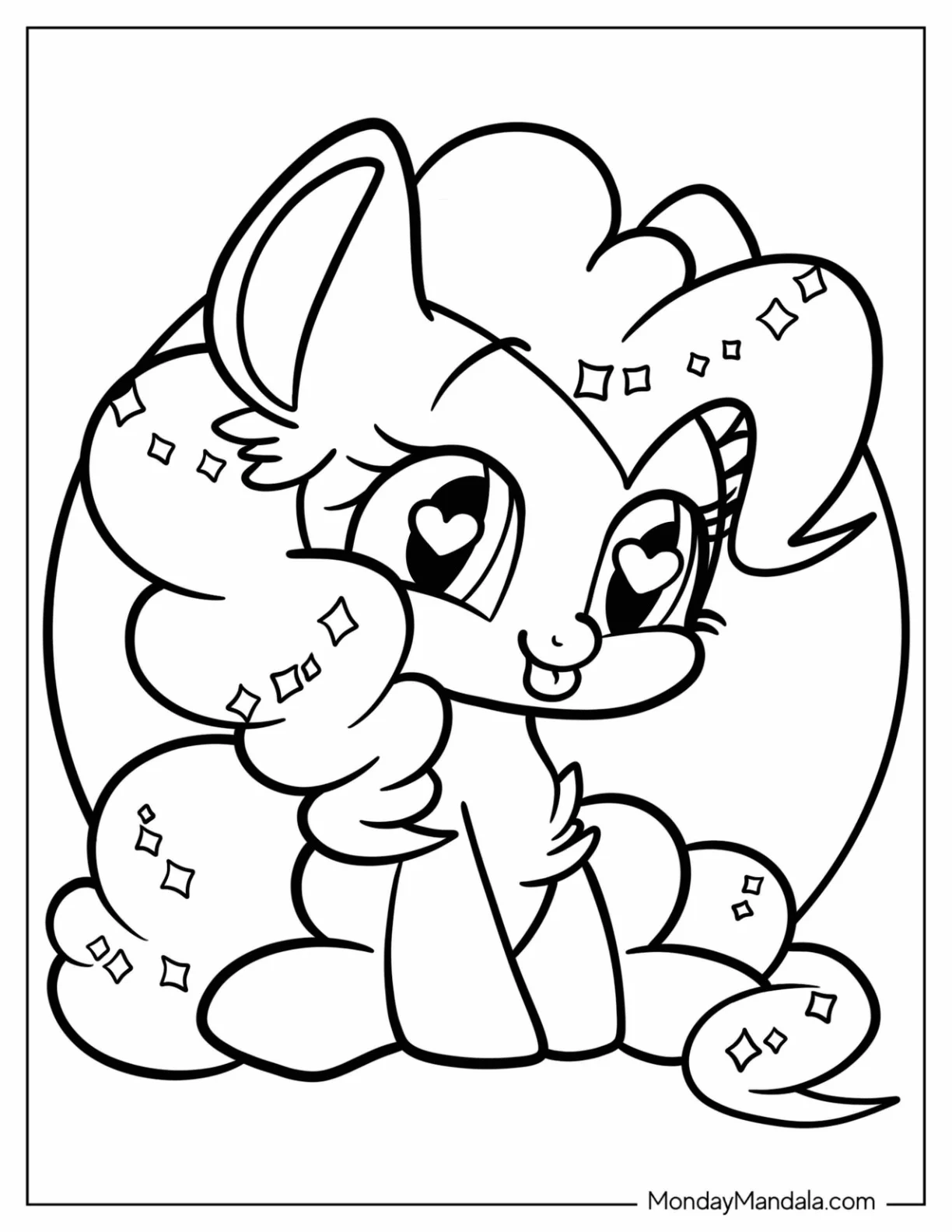 Kawaii Pinkie Pie Coloring Page For Preschoolers coloring page — printable line art