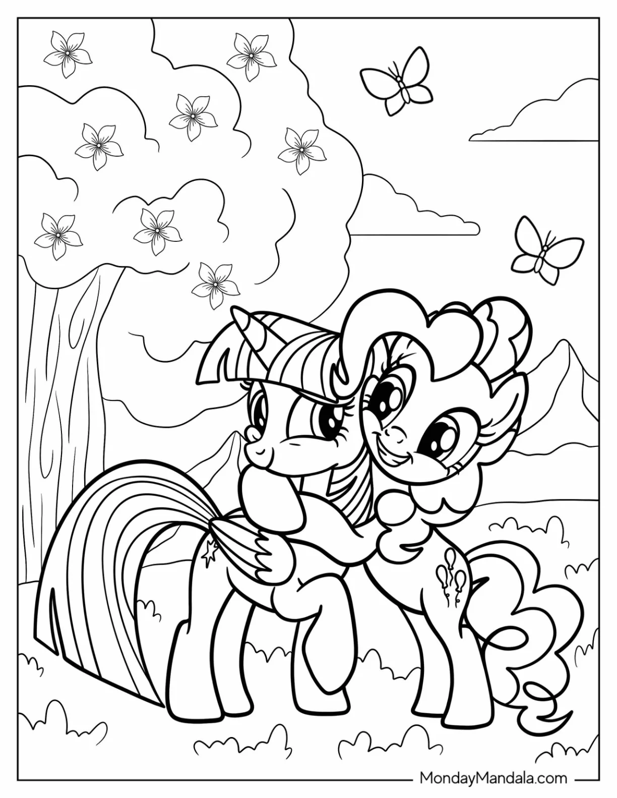 Pinkie Pie Coloring Page Hugging Twilight Sparkle coloring page