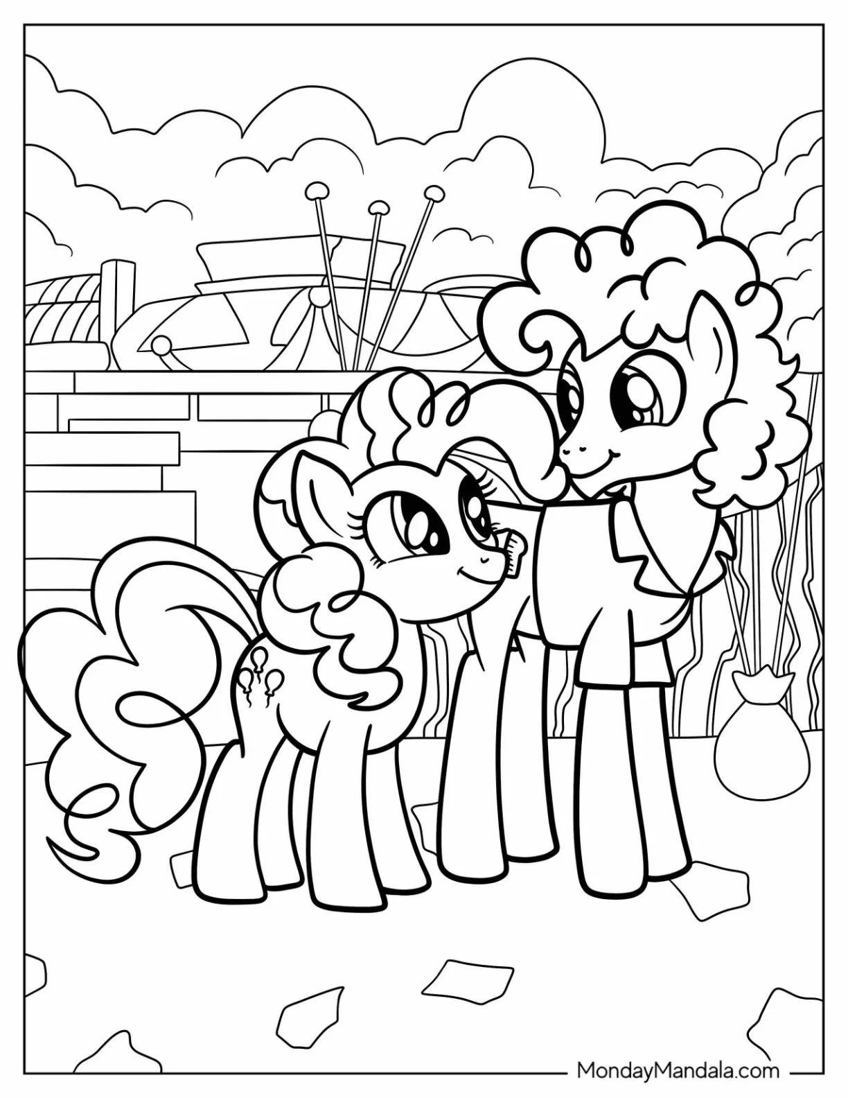 Pinkie Pie Coloring Page Smiling At Cheese Sandwich coloring page