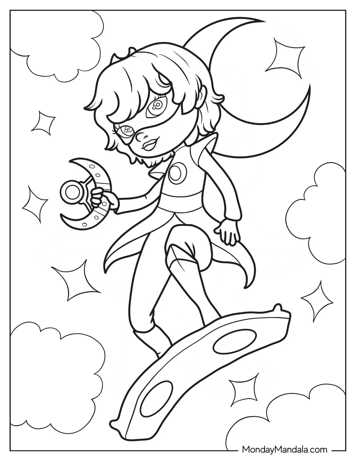 PJ Masks Coloring Page Of Luna Girl In The Night Sky coloring page