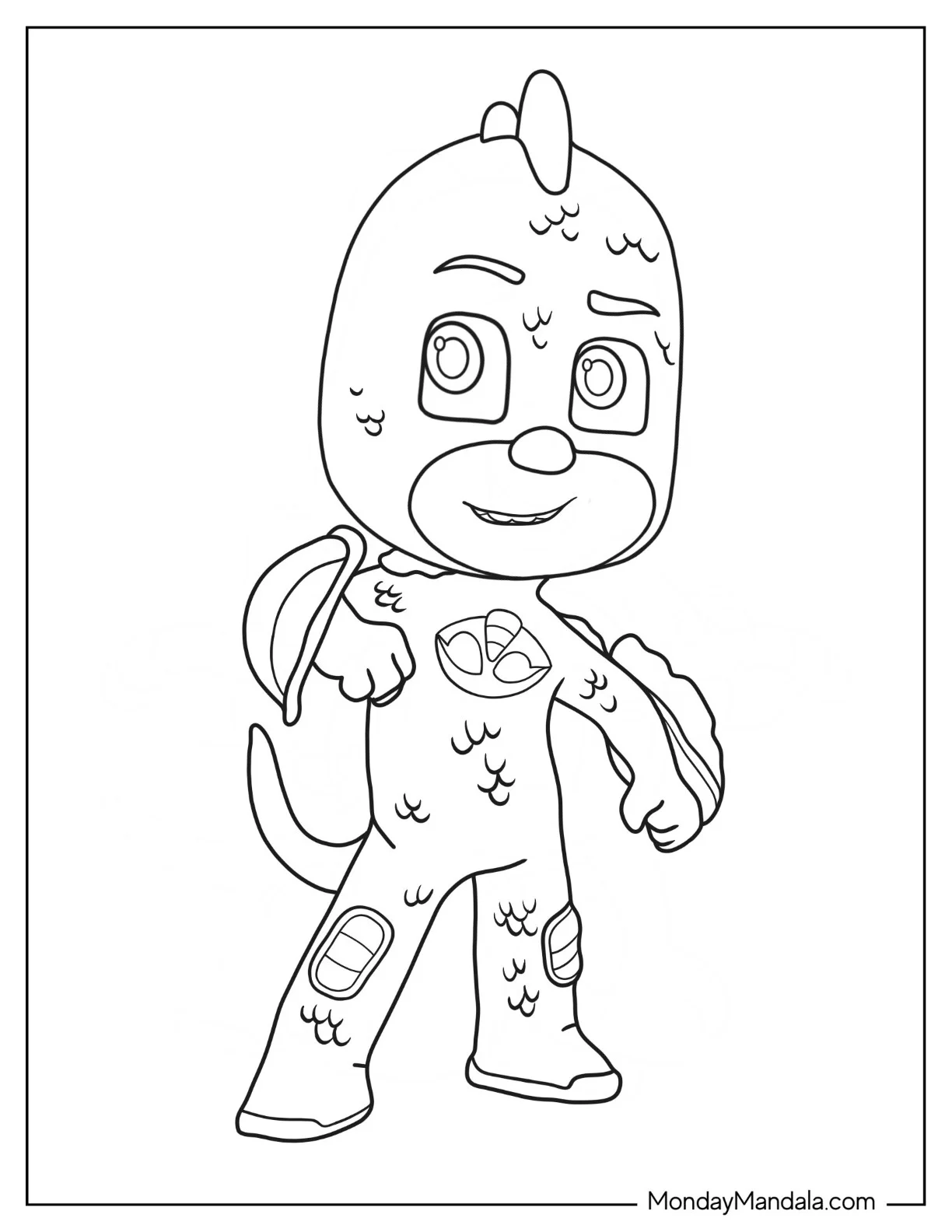 PJ Masks Coloring Page Of Simple PJ Mask Gekko For Kids coloring page
