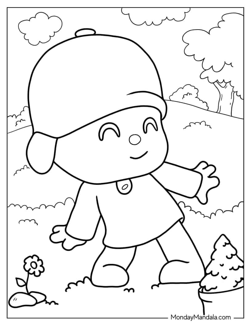 Coloring Sheet Of Cute Pocoyo For Preschoolers coloring page