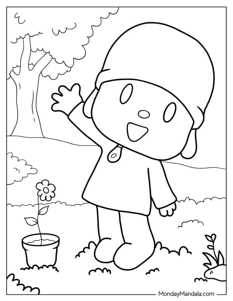 Easy Outline Of Pocoyo Coloring In For Preschoolers coloring page