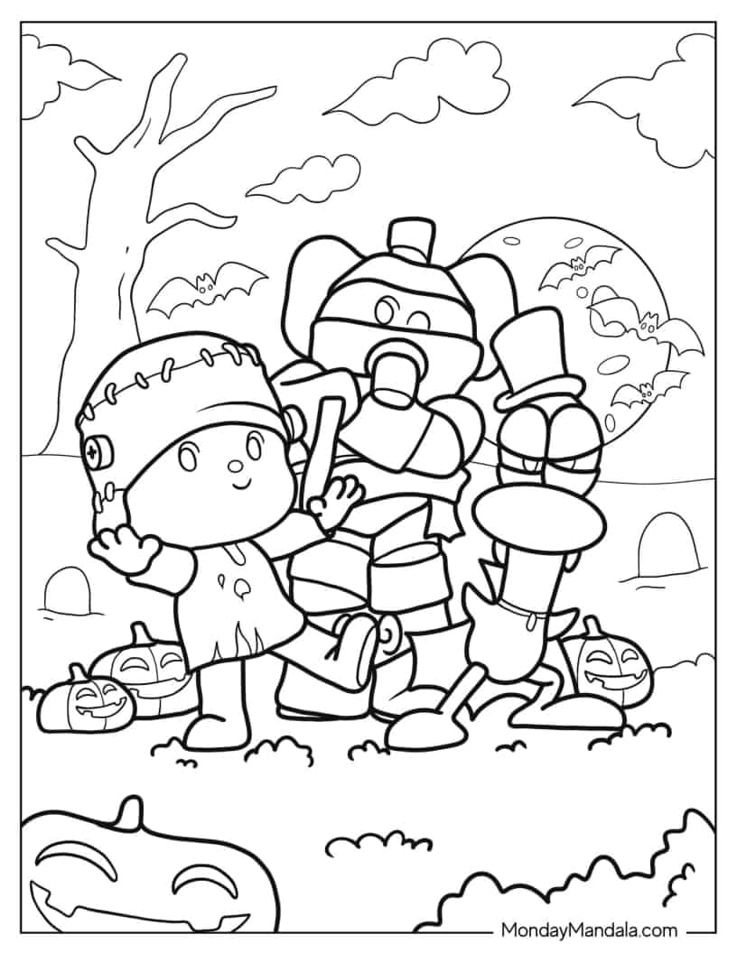 Halloween-Themed Pocoyo Coloring Page coloring page
