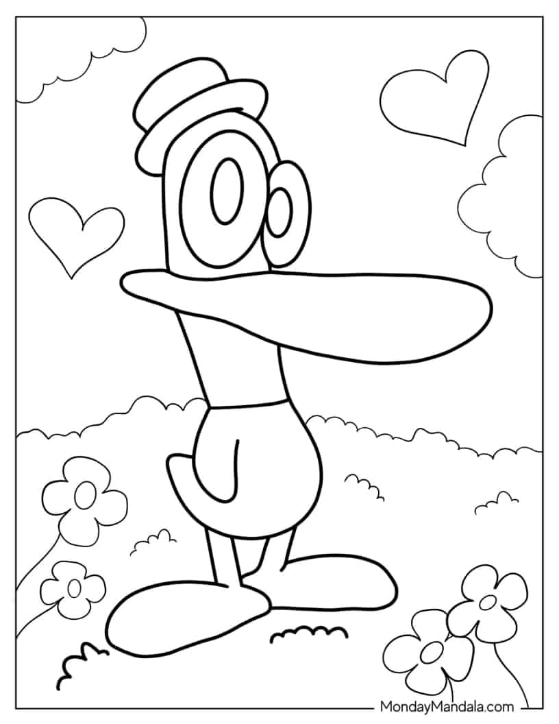Pato The Yellow Bird Coloring In coloring page — printable line art