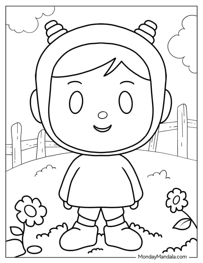 Simple Outline Of Nina From Pocoyo coloring page