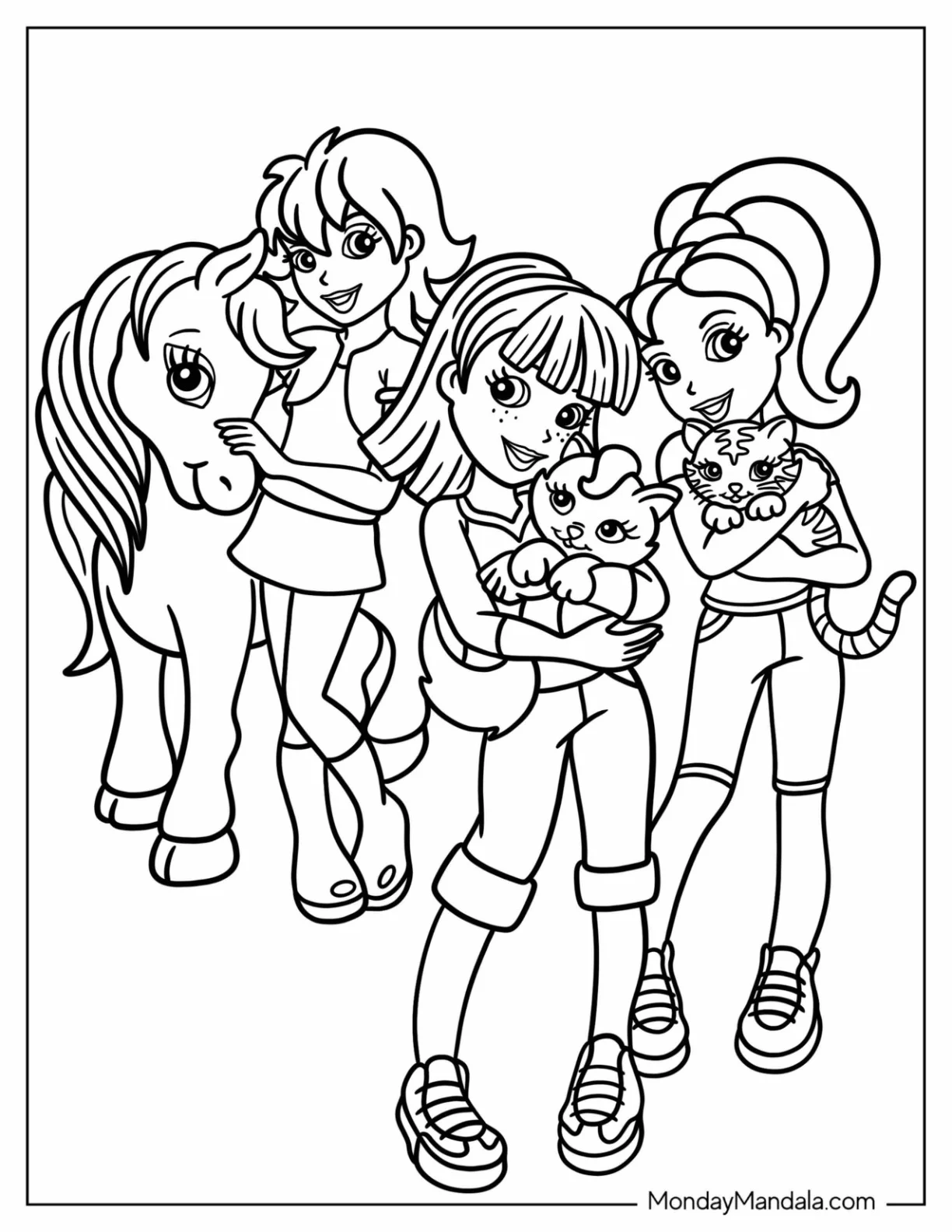 Barbie Version Of Polly Pocket Coloring Page, Shani, And Lila coloring page — printable line art
