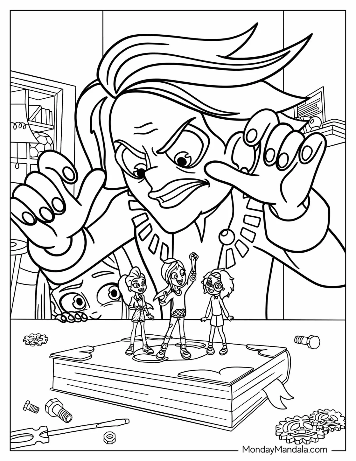 Griselle Grande Trying To Catch Polly Pocket Coloring Page And Friends coloring page — printable line art