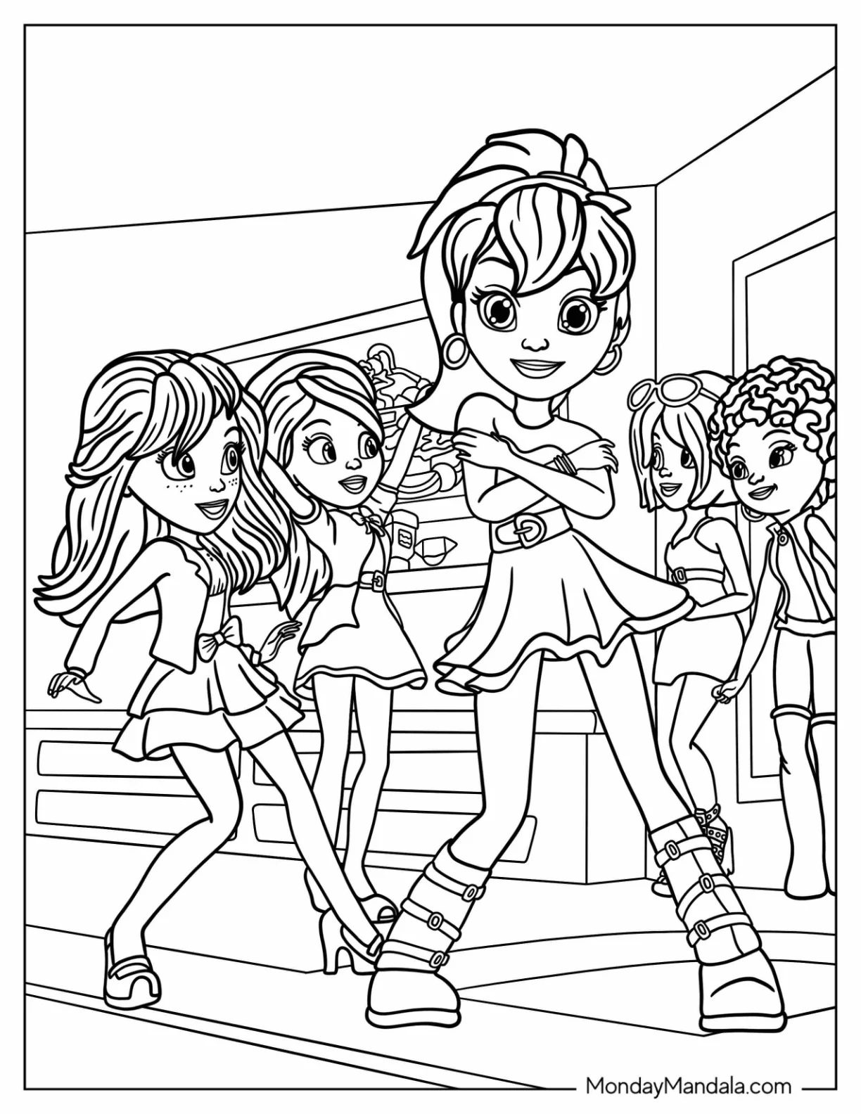 Polly Pocket Coloring Page Dancing With Friends coloring page