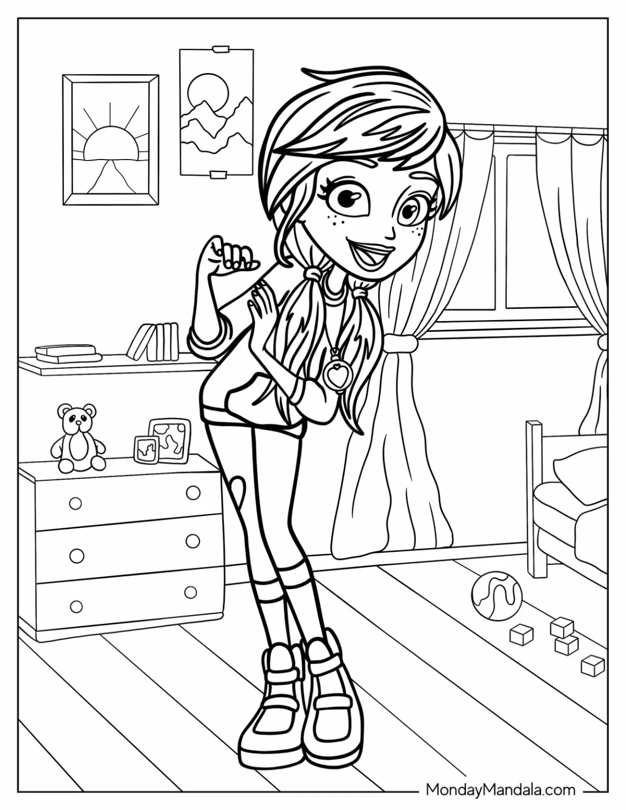 Polly Pocket Coloring Page In Her Bedroom For Kids coloring page