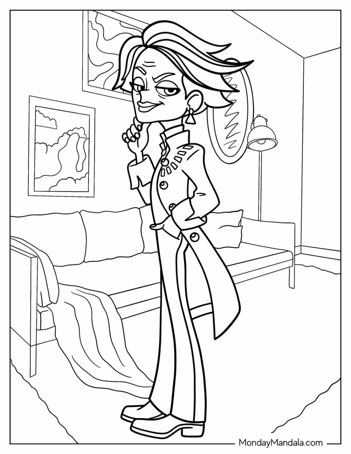 Polly Pocket Coloring Page Of Griselle Grande In The Living Room coloring page — printable line art