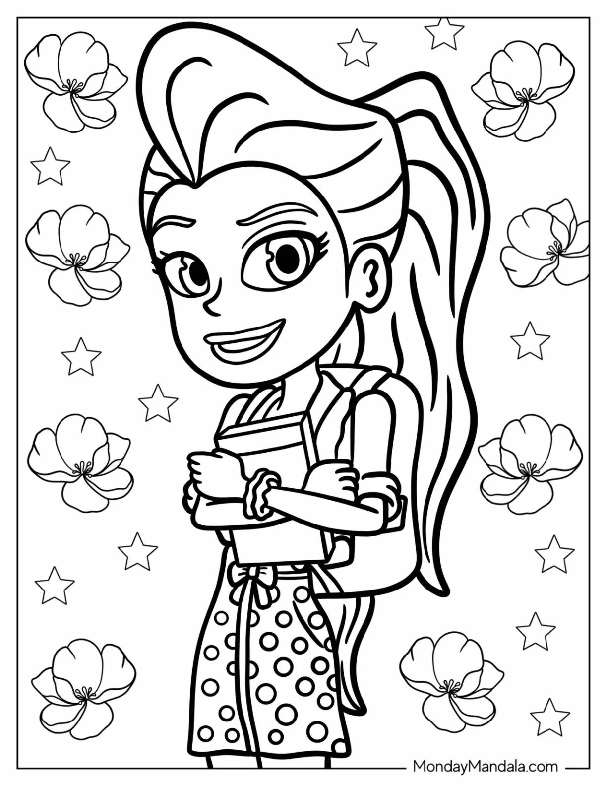 Polly Pocket Coloring Page Of Lila Draper Holding Books coloring page