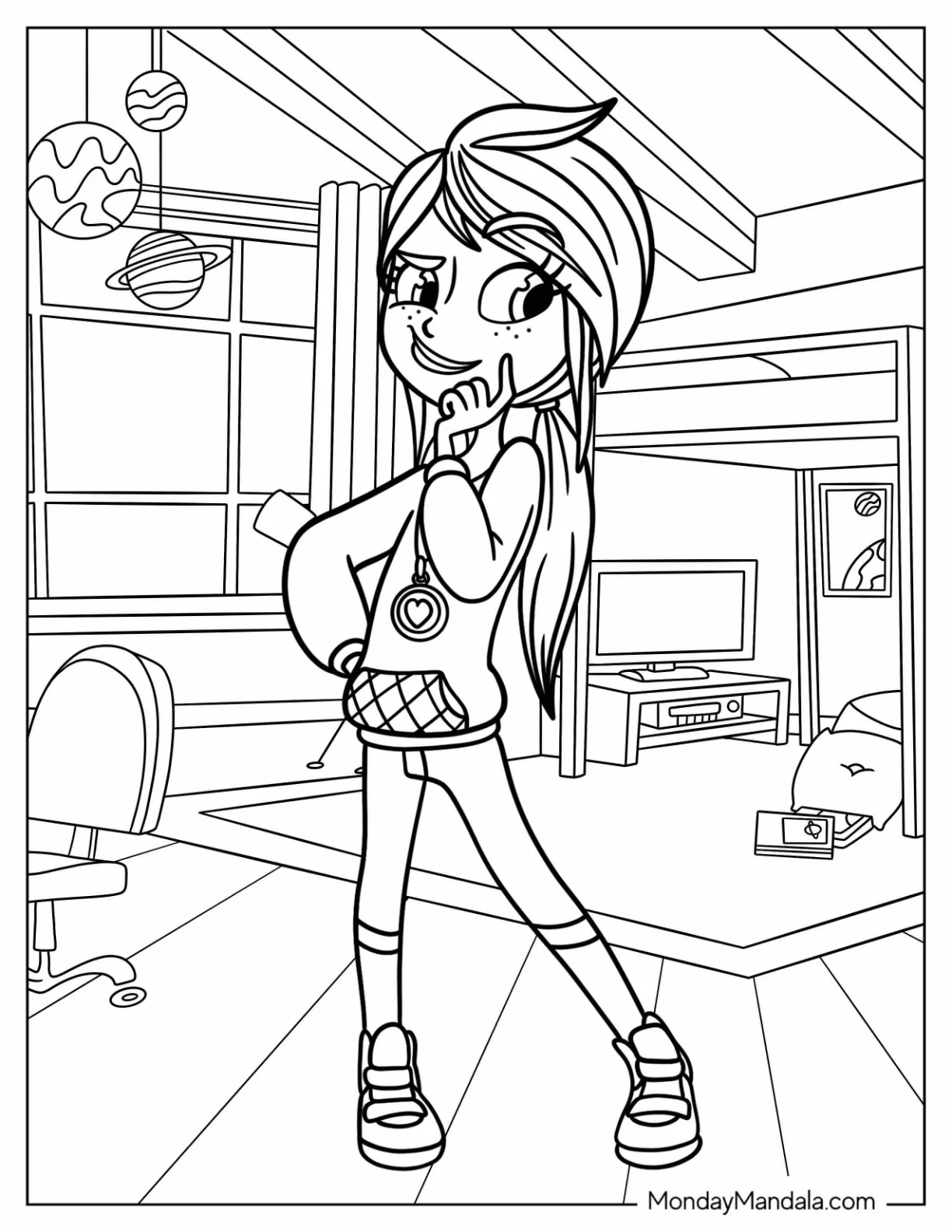 Polly Pocket Coloring Page Thinking Pose coloring page — printable line art