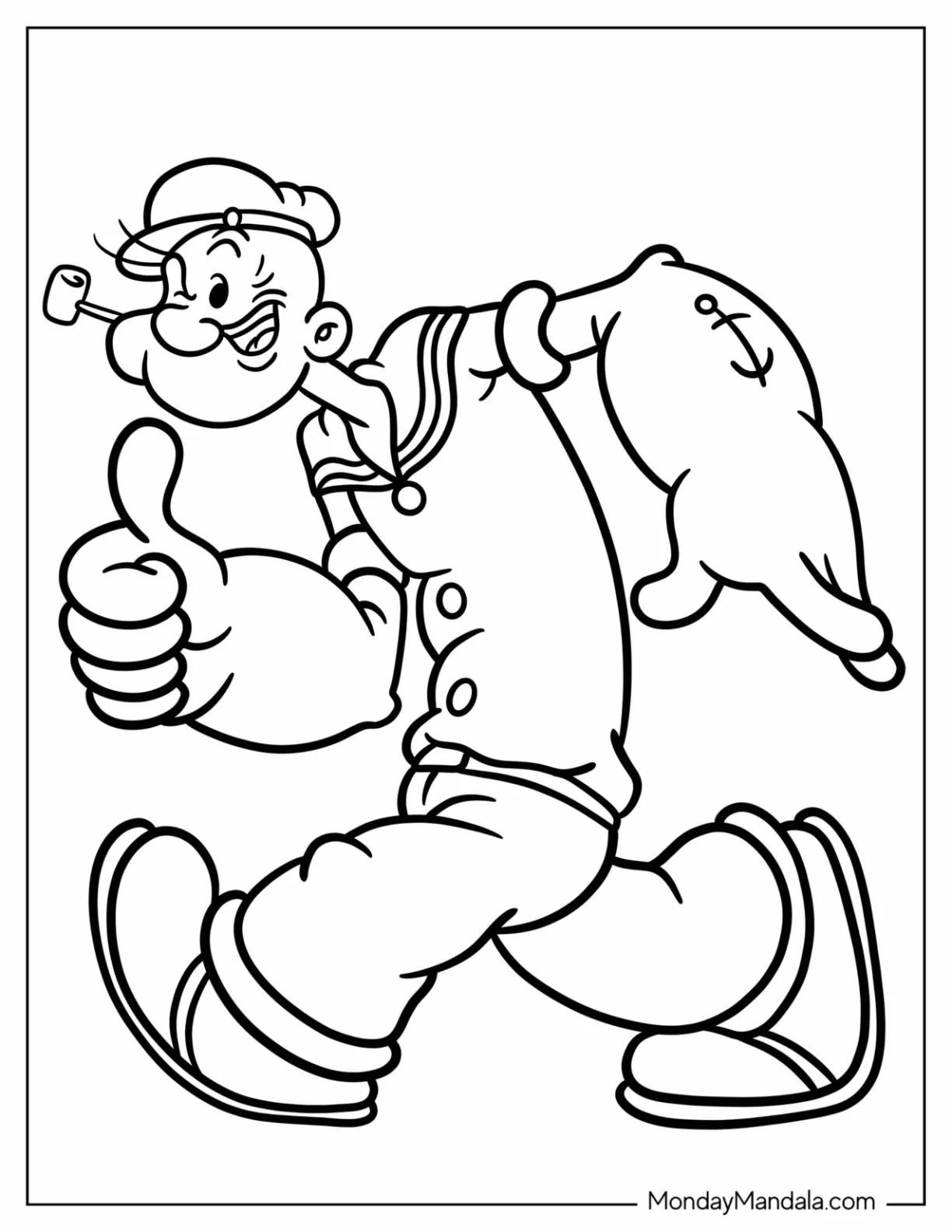 Cool Popeye Coloring Page Walking For Kids coloring page
