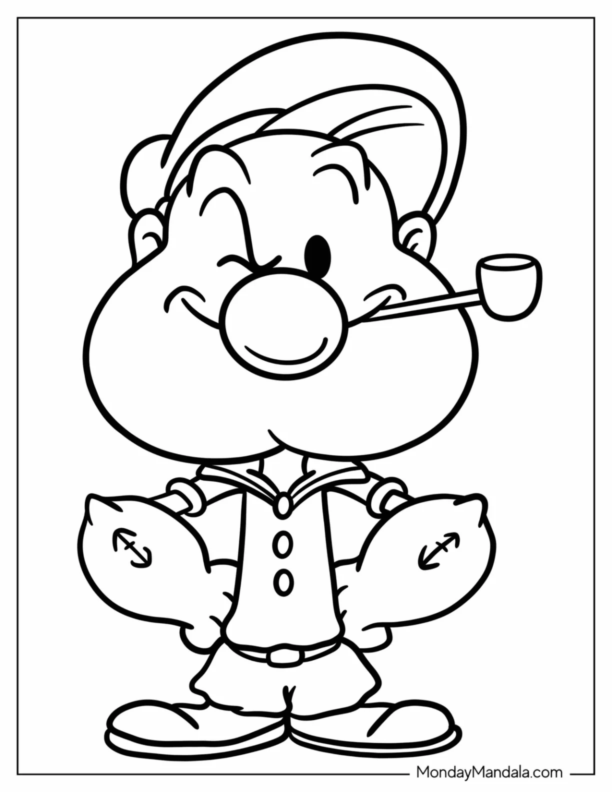 Cute Chibi Popeye Coloring Page For Preschoolers coloring page