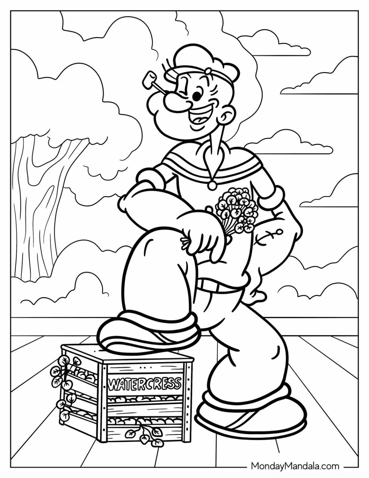 Popeye Coloring Page Holding Watercress coloring page