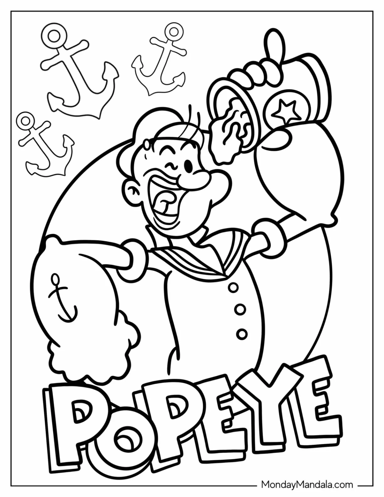 Popeye Coloring Page Squeezing Spinach Out Of Can coloring page
